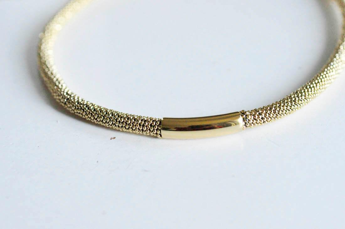 Gingerlily Chaînes collier acier doré 14k boule 7mm 45cm complet