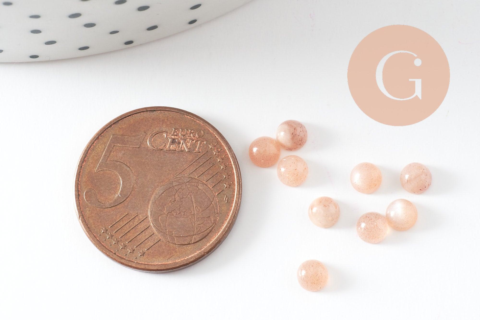 Gingerlily Cabochon rond pierre du soleil naturelle 4mm x1