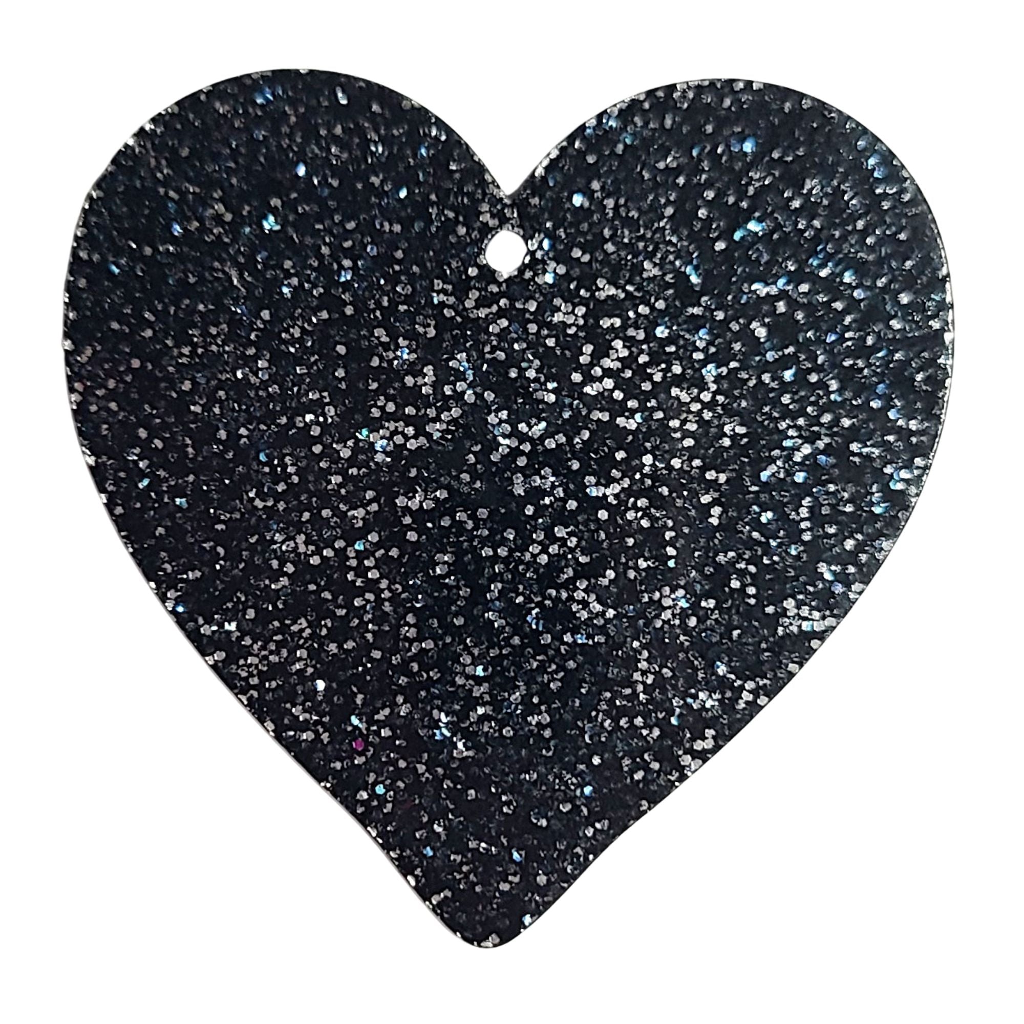 ARTSHOP Pendentifs cœur résine Glitter noir x1 plat