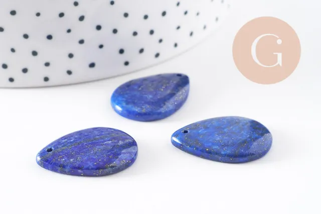 Gingerlily pendentif goutte lapis lazuli 25,5 mm x1 bleu
