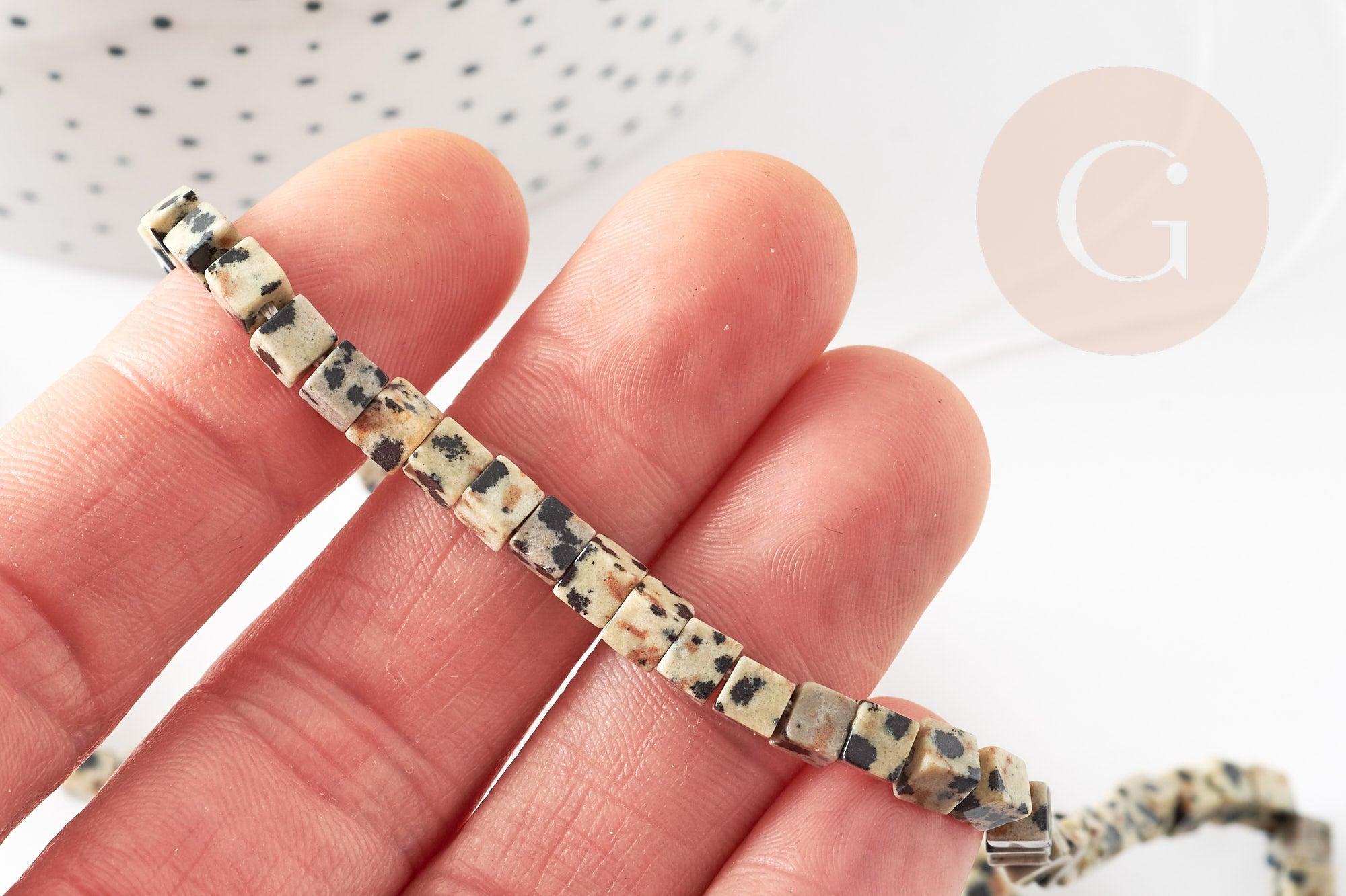 Gingerlily Pierre Perles G1650 jaspe dalmatien 4mm fil 94