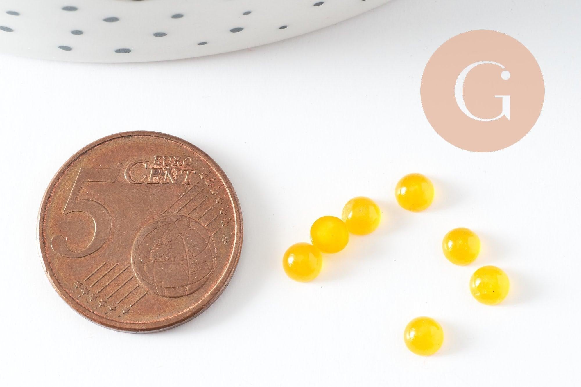 Gingerlily Cabochon rond G9955 jade jaune 4mm x1 à coller