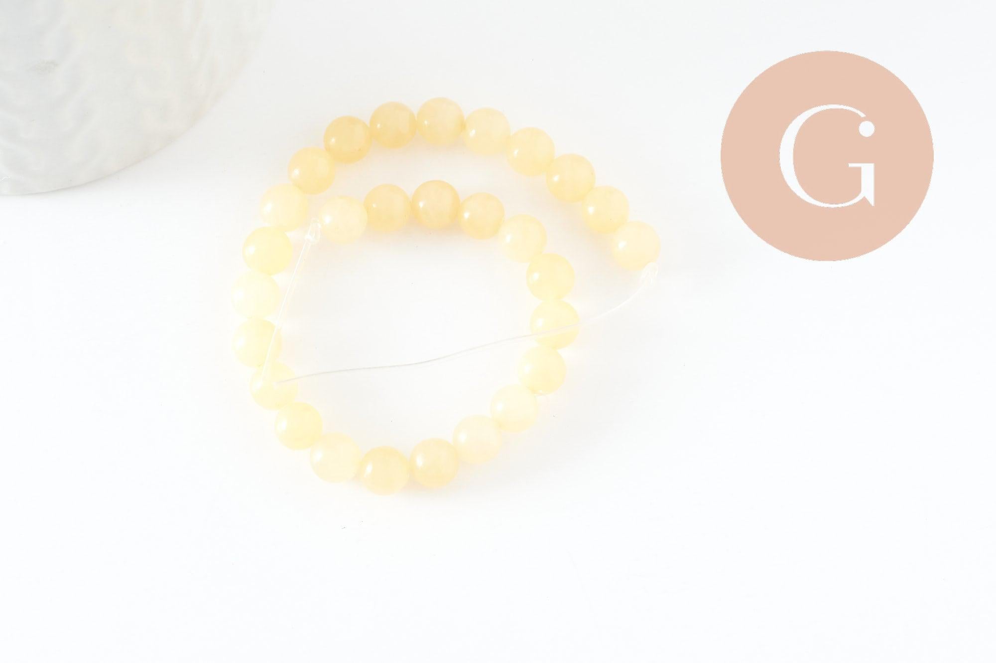 Gingerlily jade G2085 perles rondes jaune clair 6mm fil 19cm