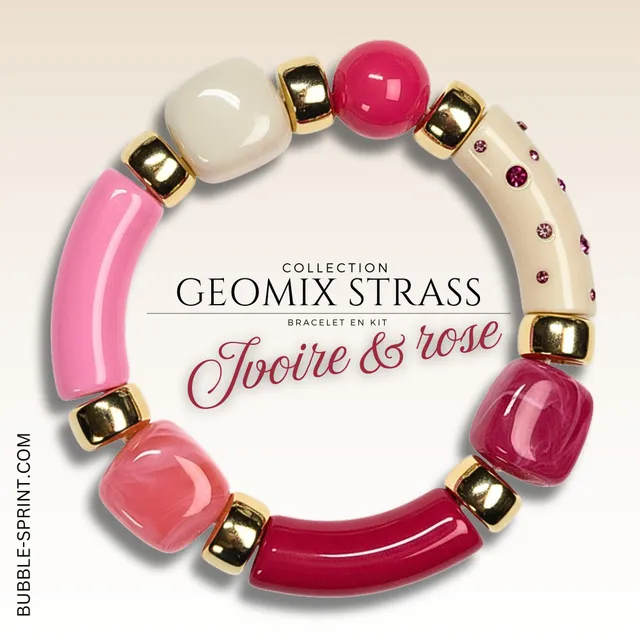 ARTSHOP Bijoux en KITS GEOMIX Strass ivoire rose