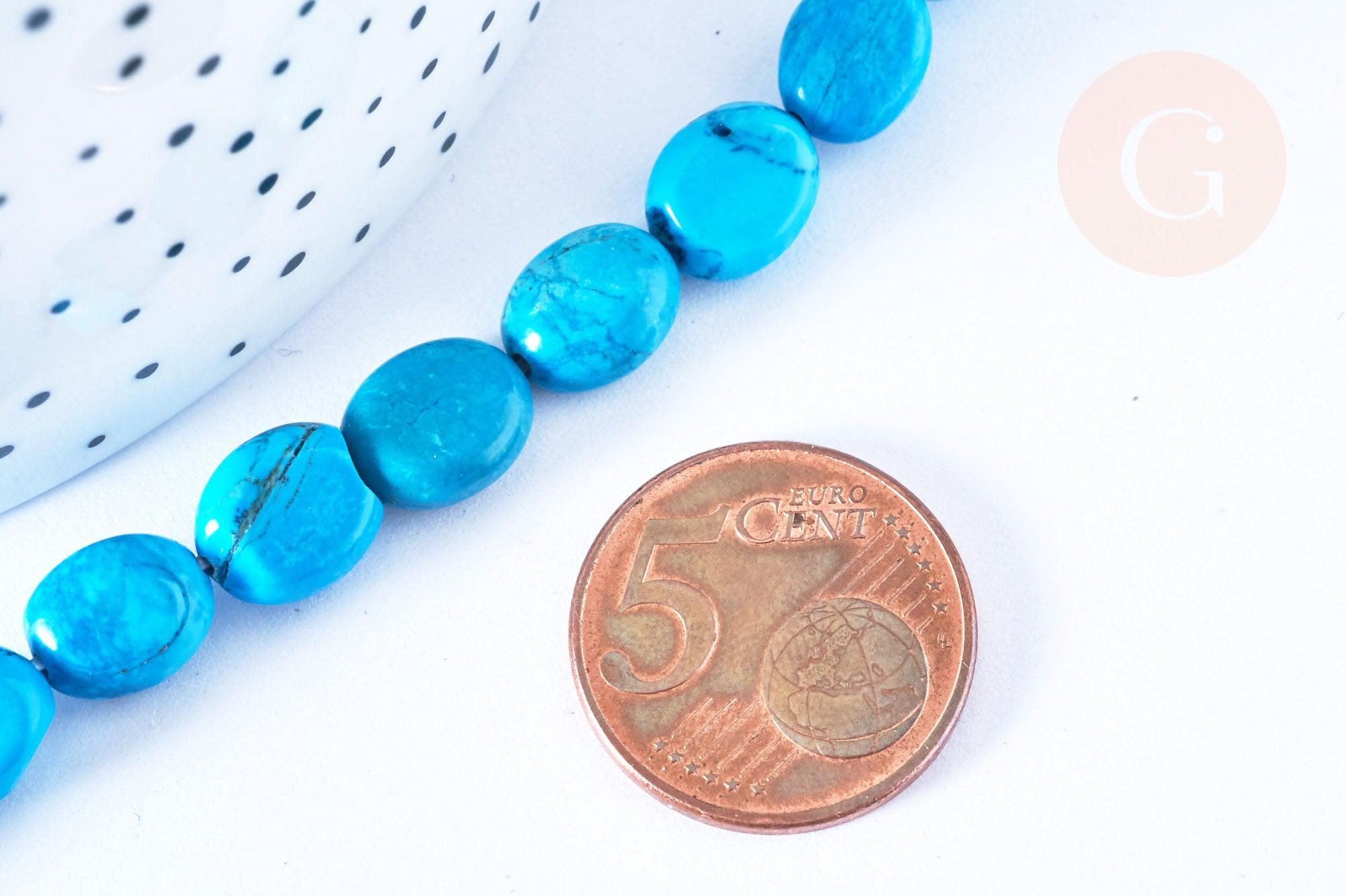 Gingerlily Pierre Perles howlite turquoise ovale 11mm fil 40cm