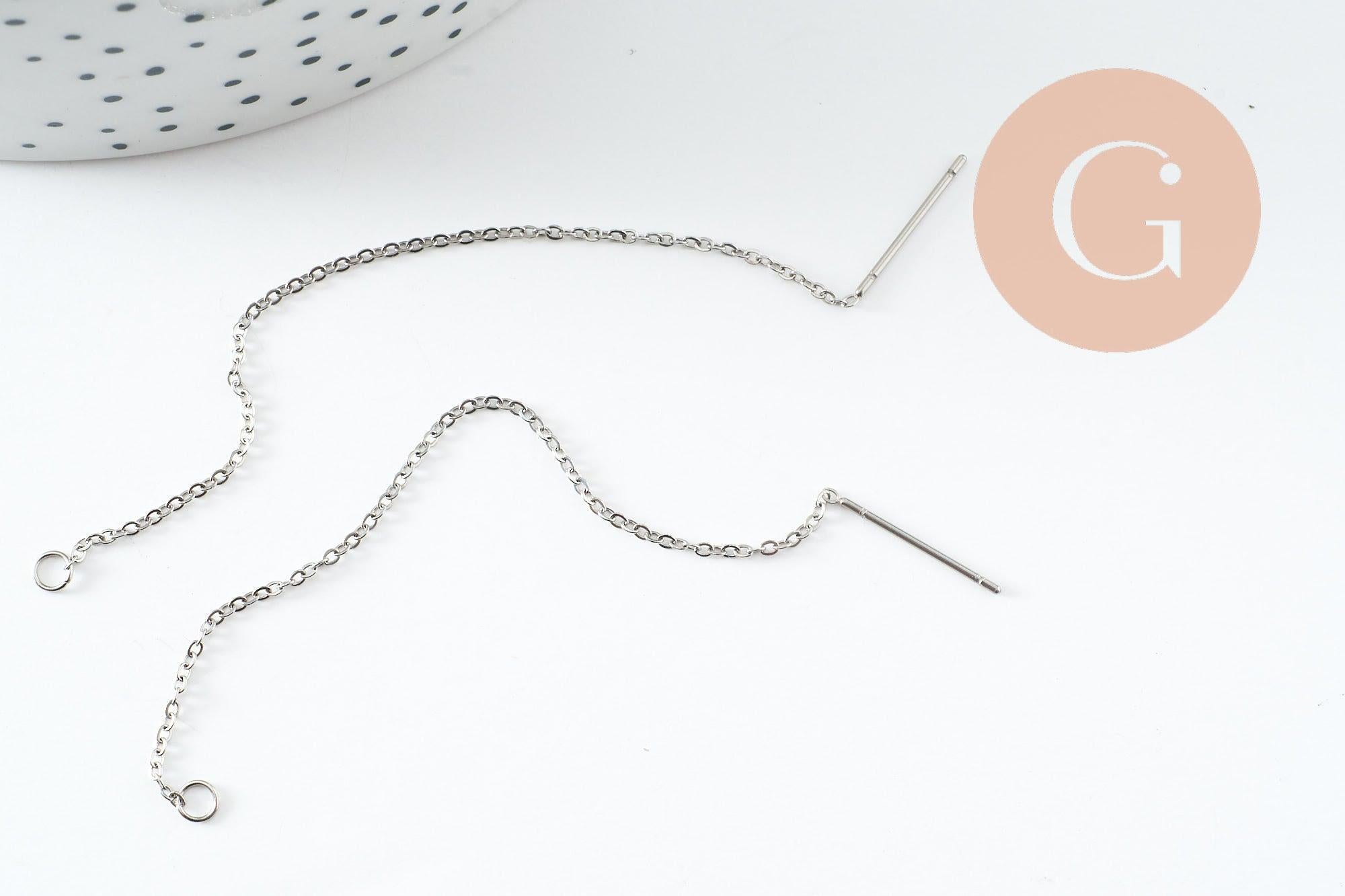 Gingerlily support boucles tige chaîne acier platine 98mm x2