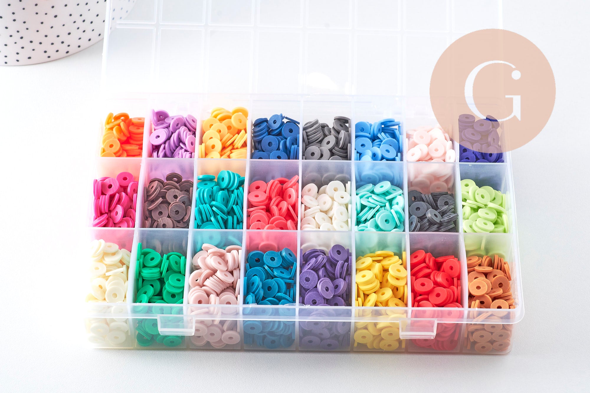 Gingerlily Kit perles heishi 8mm 24 couleurs boîte 4400