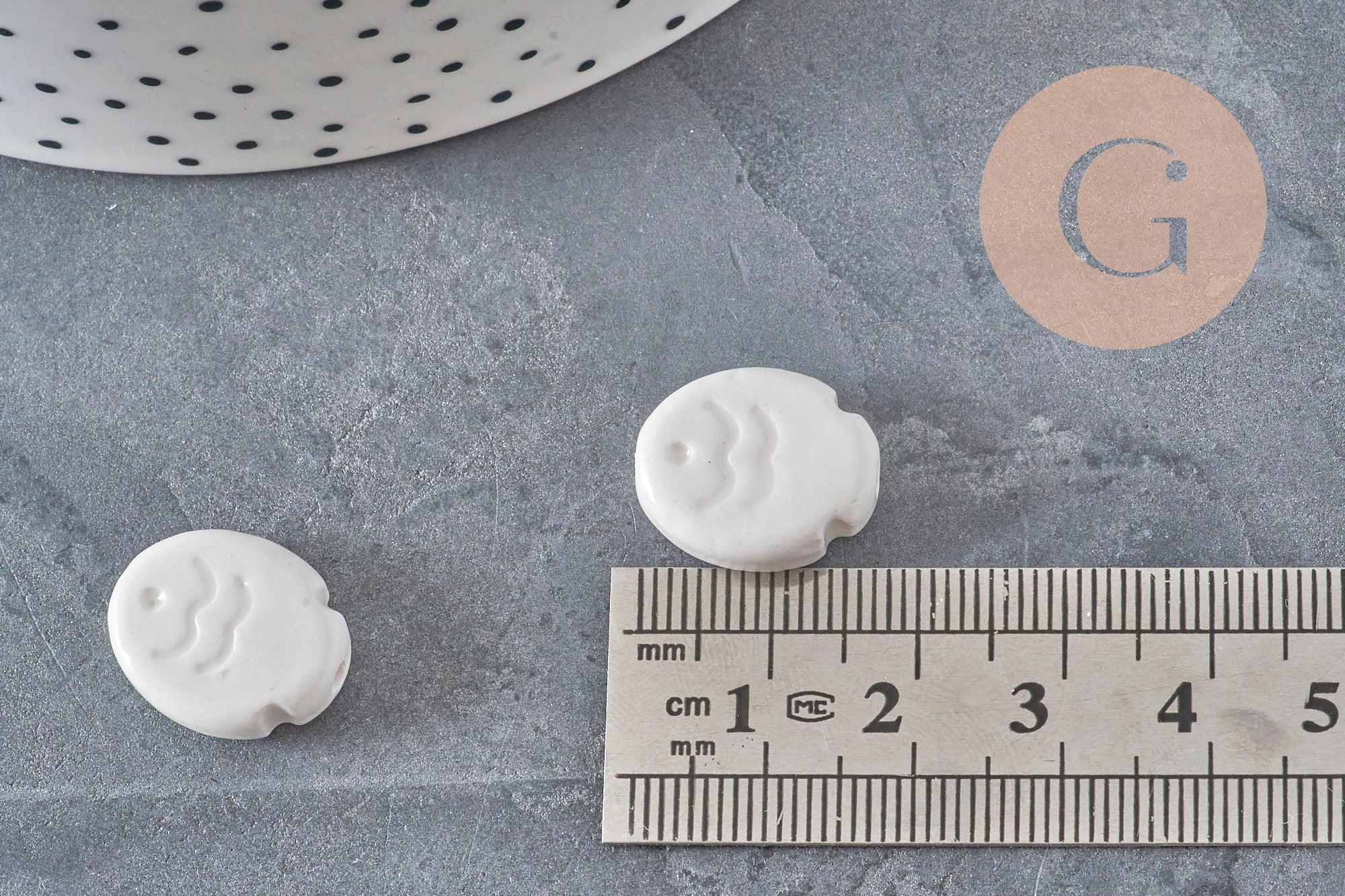 Gingerlily perle poisson céramique blanche 17mm lot 5 émaillée