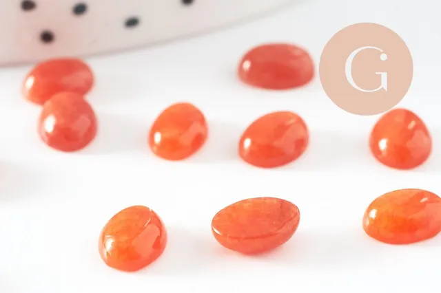 Gingerlily Cabochon ovale jade orange 8x6mm pierre naturelle x1