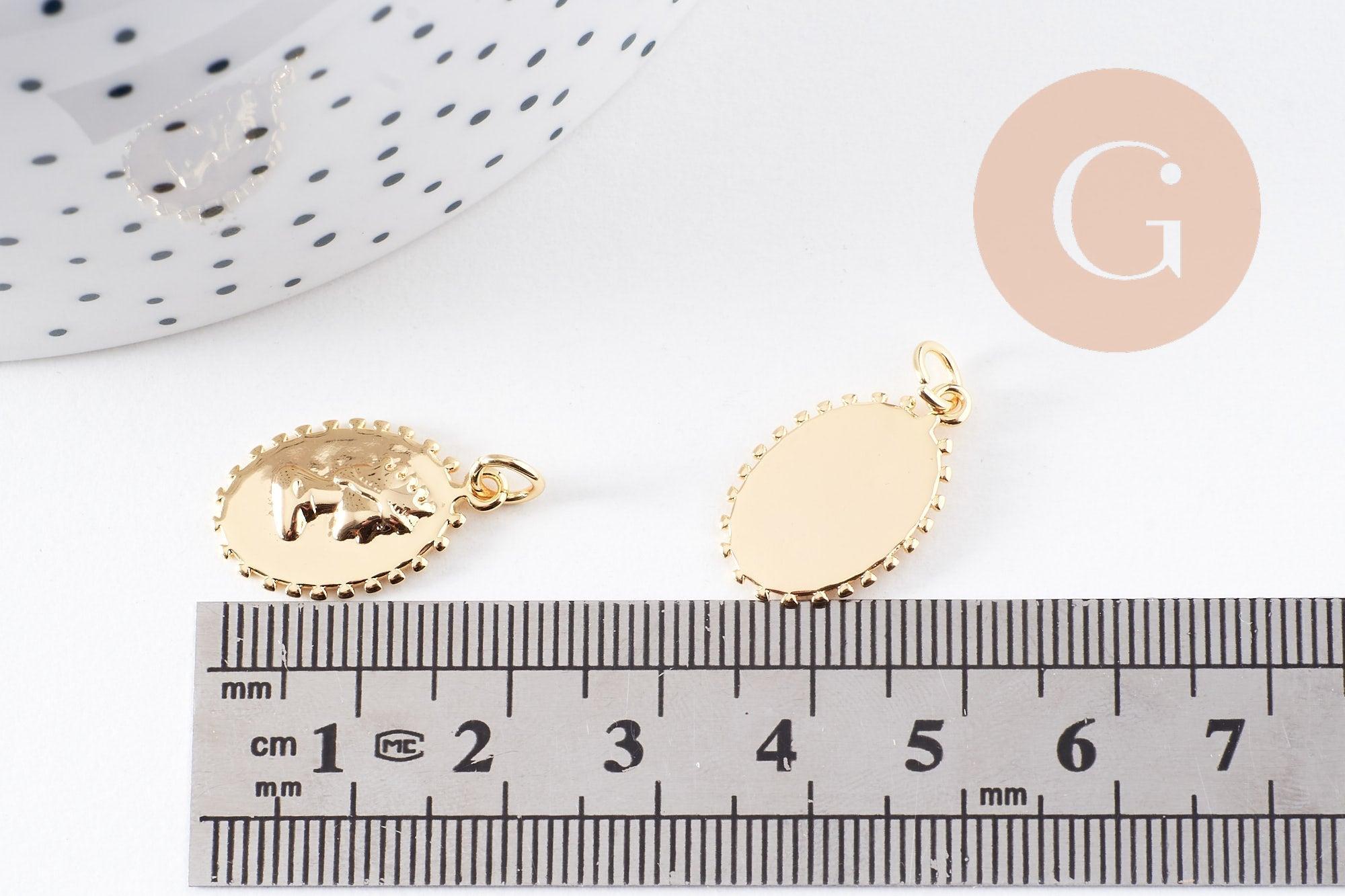 Gingerlily Camée pendentif ovale doré 20mm x1