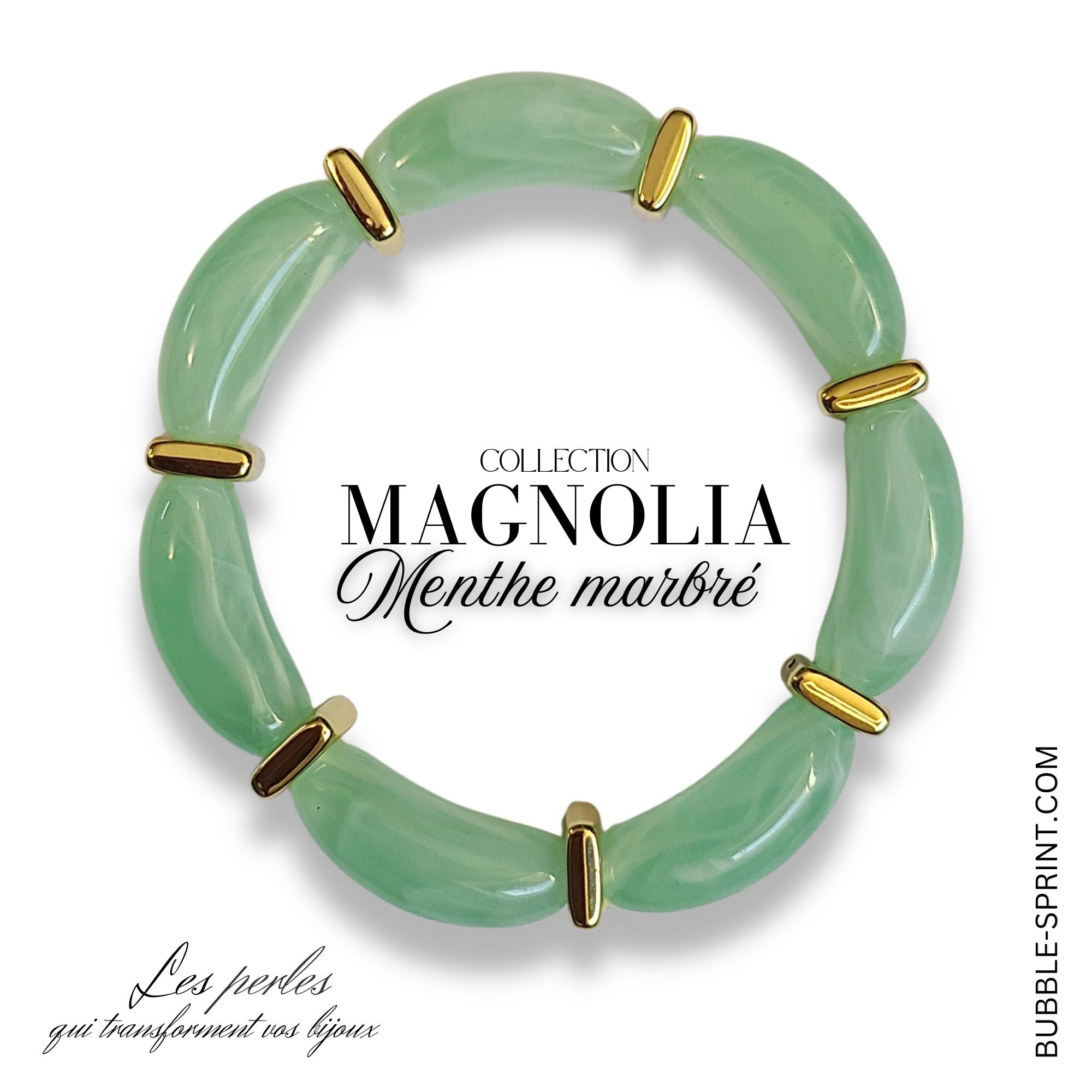 ARTSHOP MAGNOLIA Menthe marbré kit bracelet acrylique 5,5cm