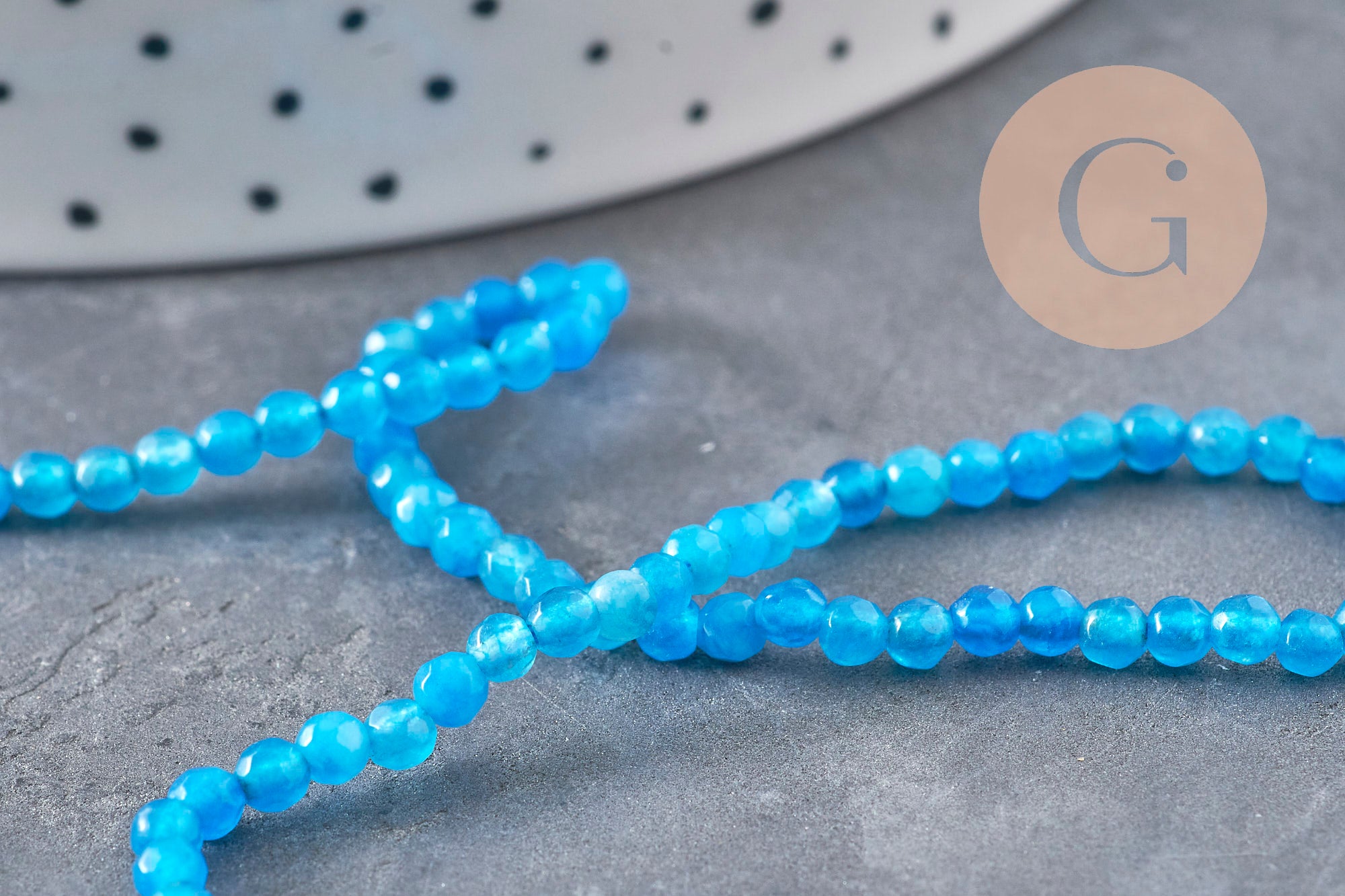 Gingerlily Agate G11096 perles bleu vif 3 mm fil 38 cm