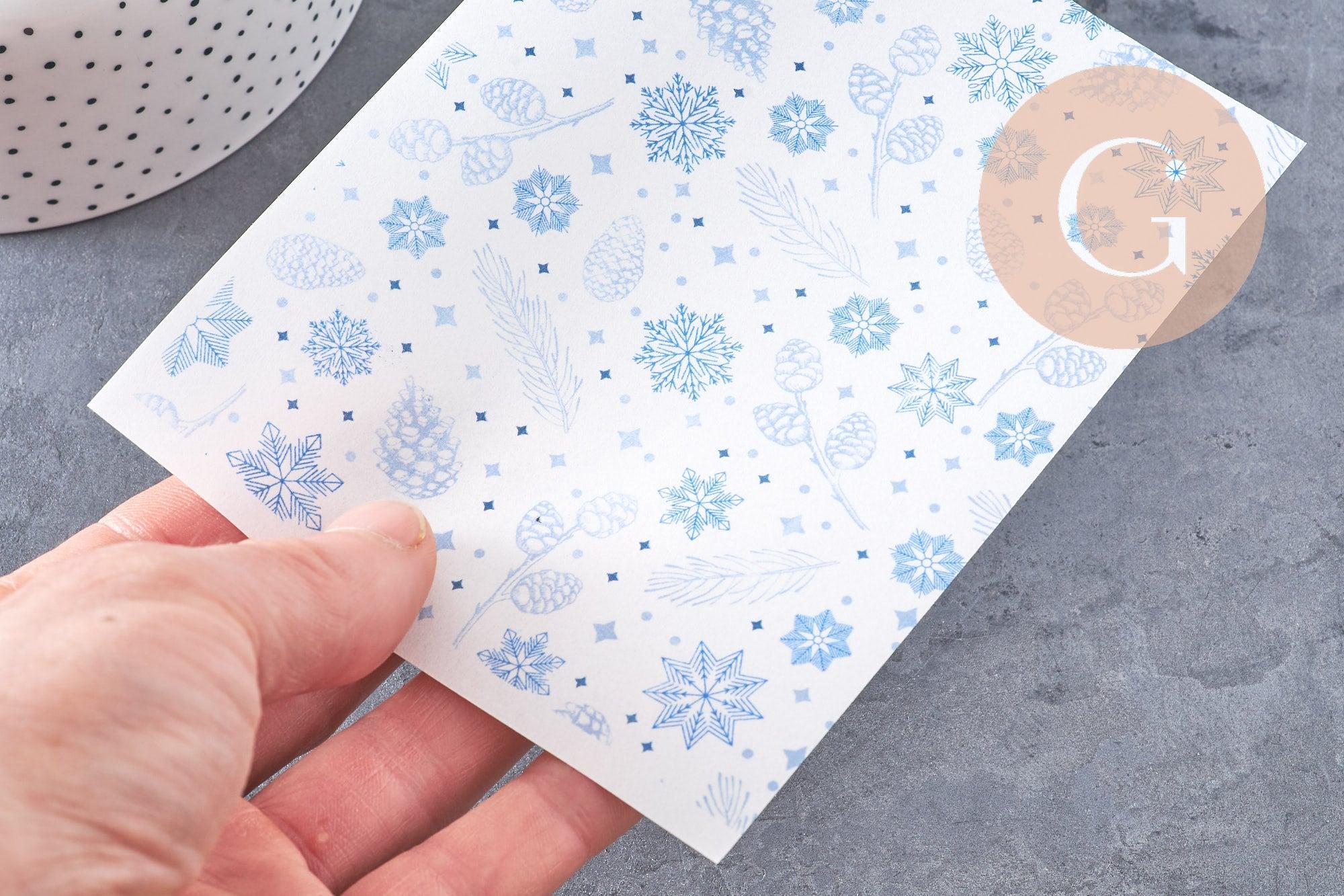 Gingerlily Pâte polymère feuille transfert G10780 hiver bleu 14x10