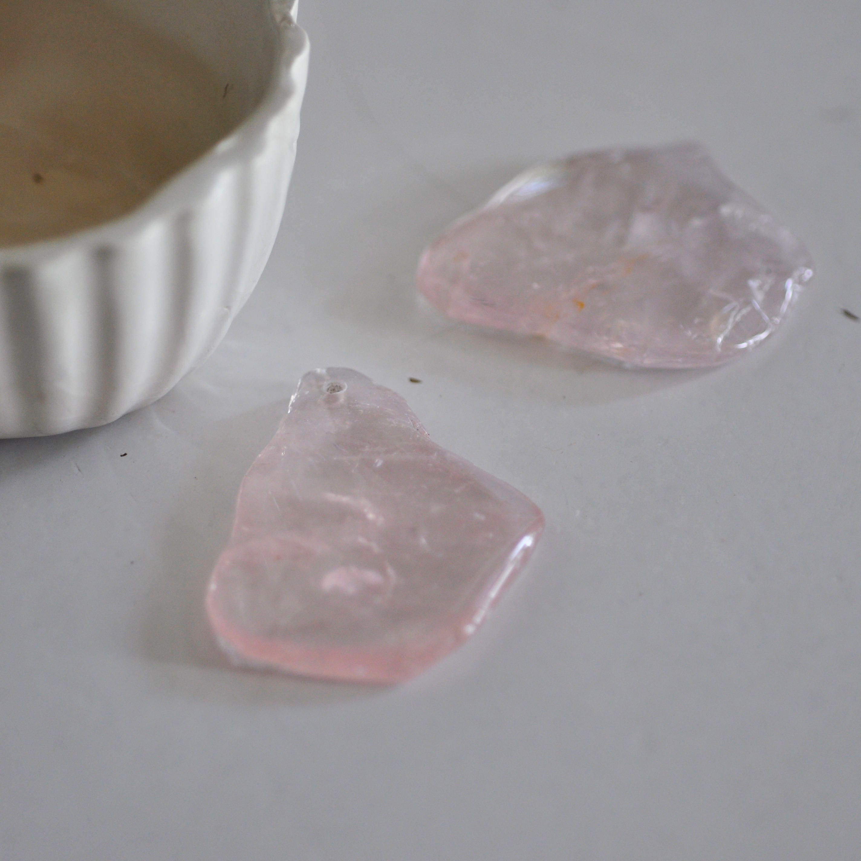 Gingerlily Pendentifs pendentif quartz rose brut pierre naturelle