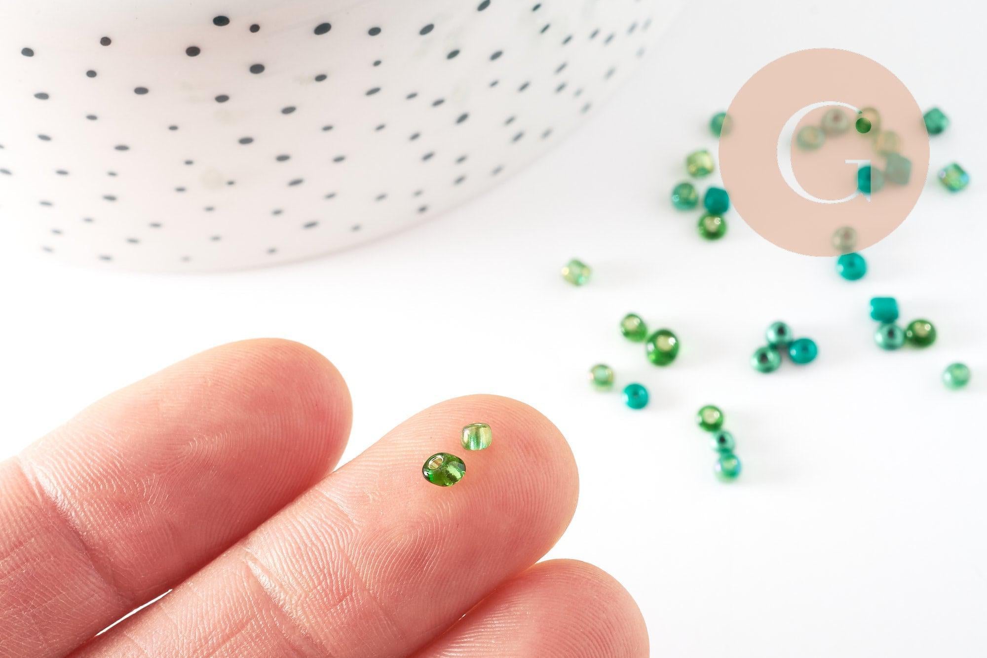Gingerlily Perles Rocailles verre verts 10g camaïeu G9511
