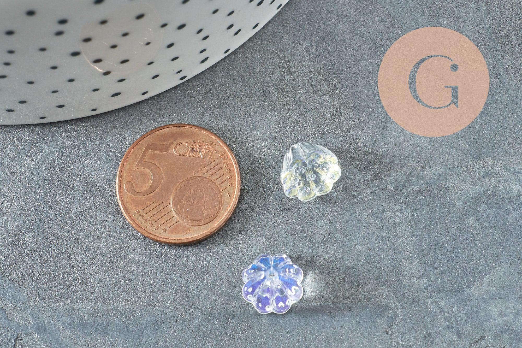 Gingerlily Perles fleur verre G9820 perles 11 mm lot 10 opalescent