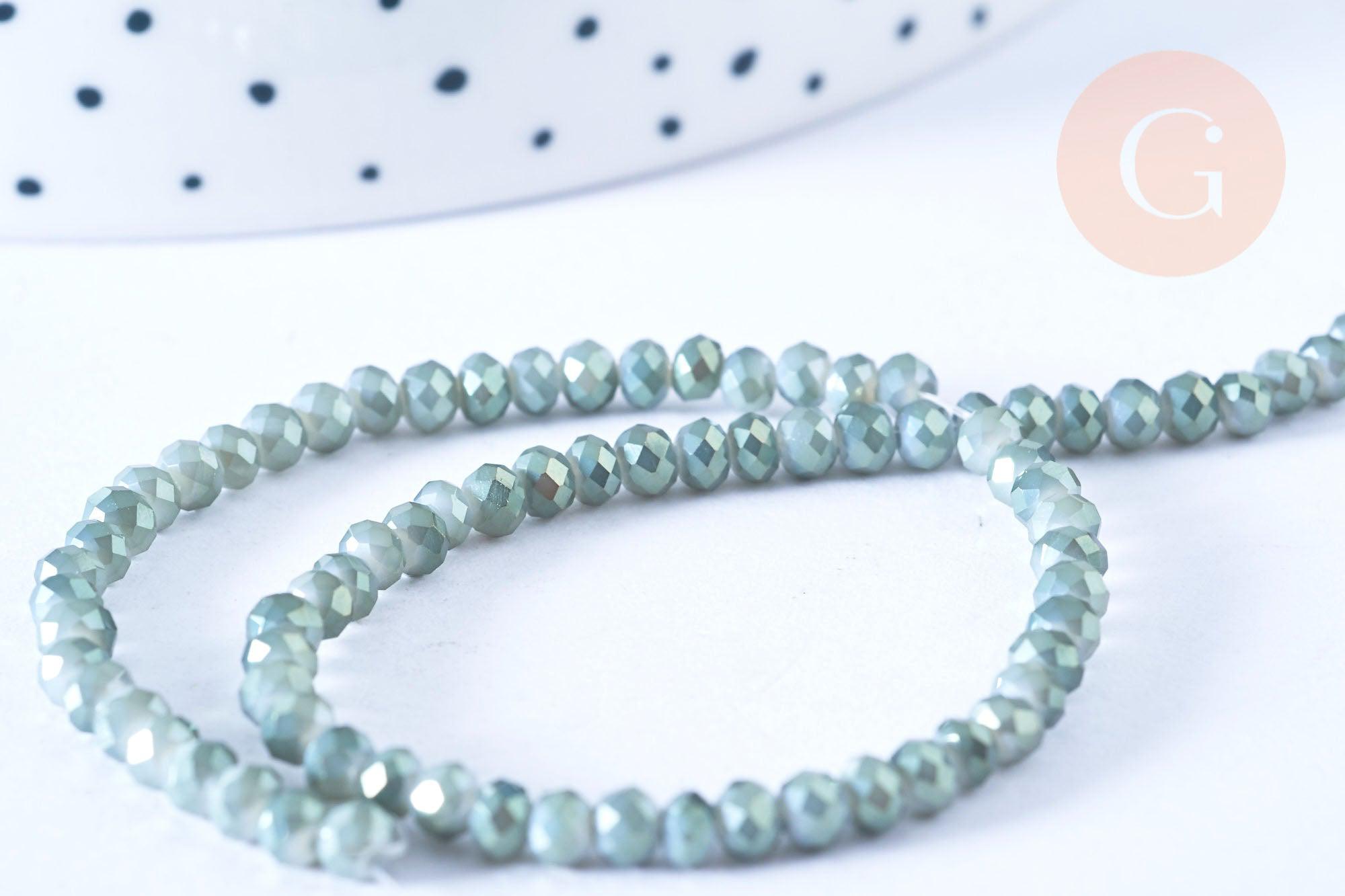 Gingerlily Toupies G6753 perles cristal vert irisé 3,5mm fil