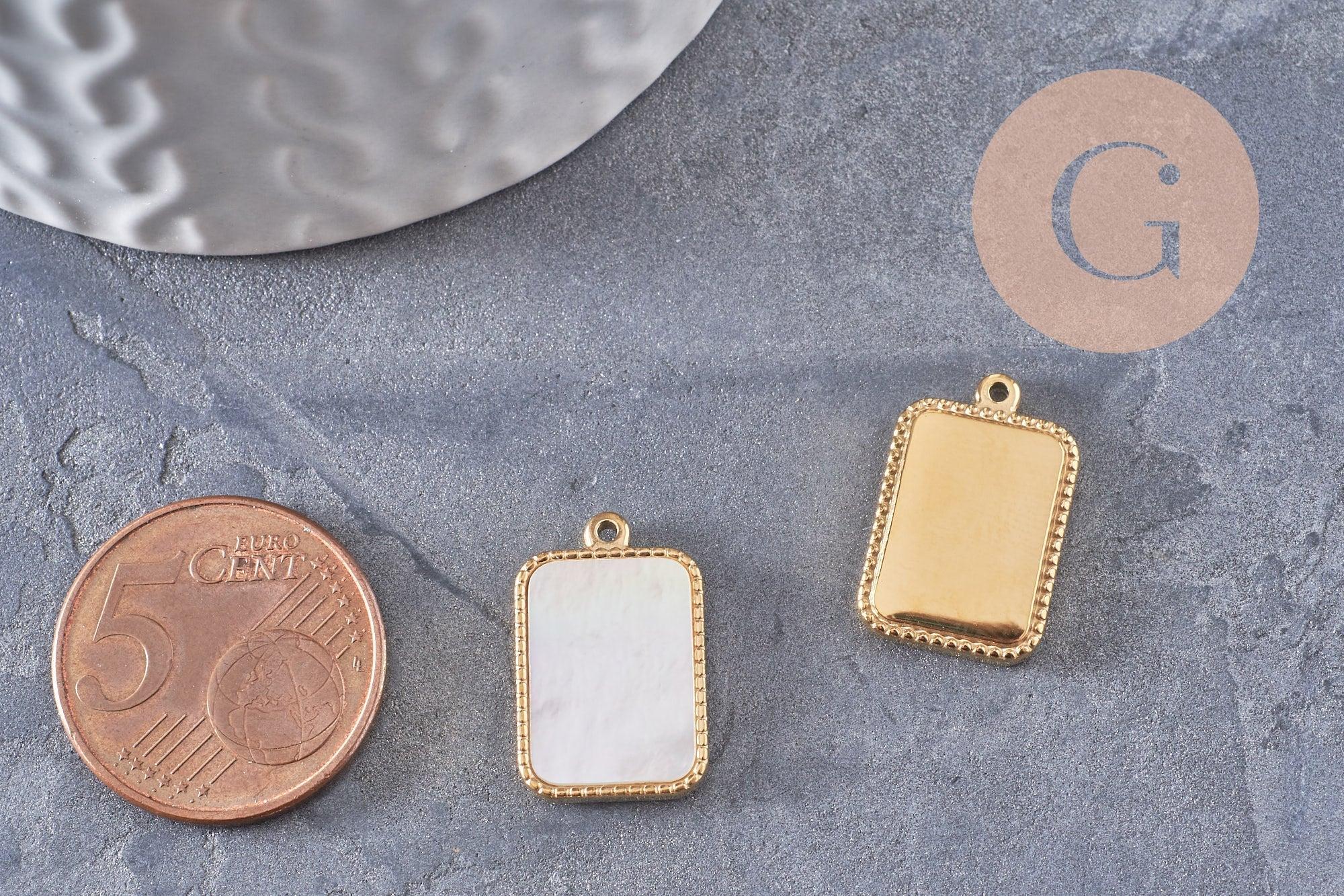 Gingerlily Pendentifs G9935 pendentif nacre rectangle doré 18,5 mm