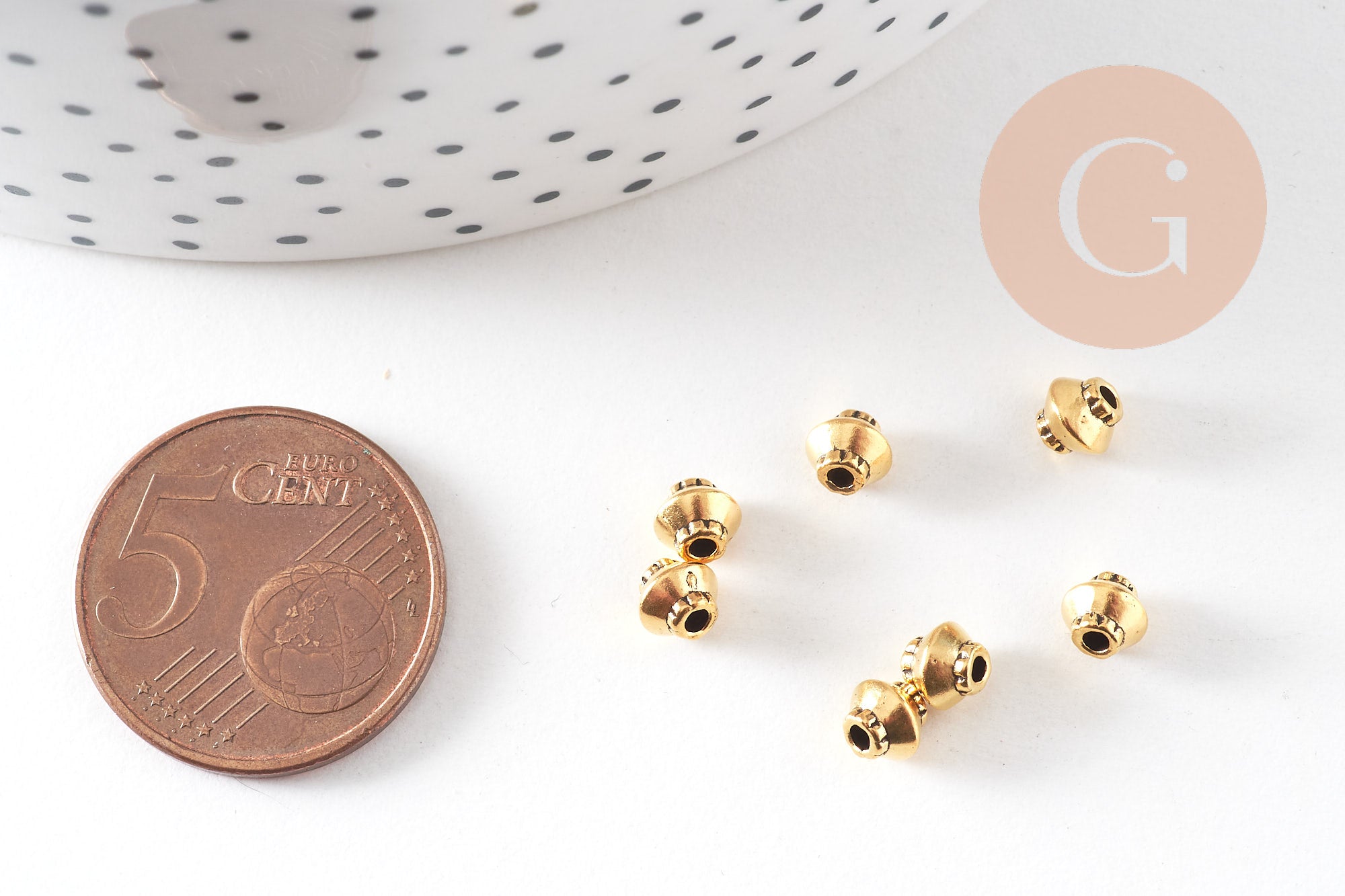 Gingerlily Perles rondelles zamac doré 5mm x50 style tibétain