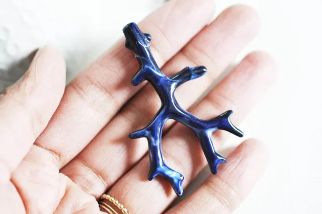 Gingerlily Perles pour bijoux DIY G1877 branche corail bleu 61mm lot 2
