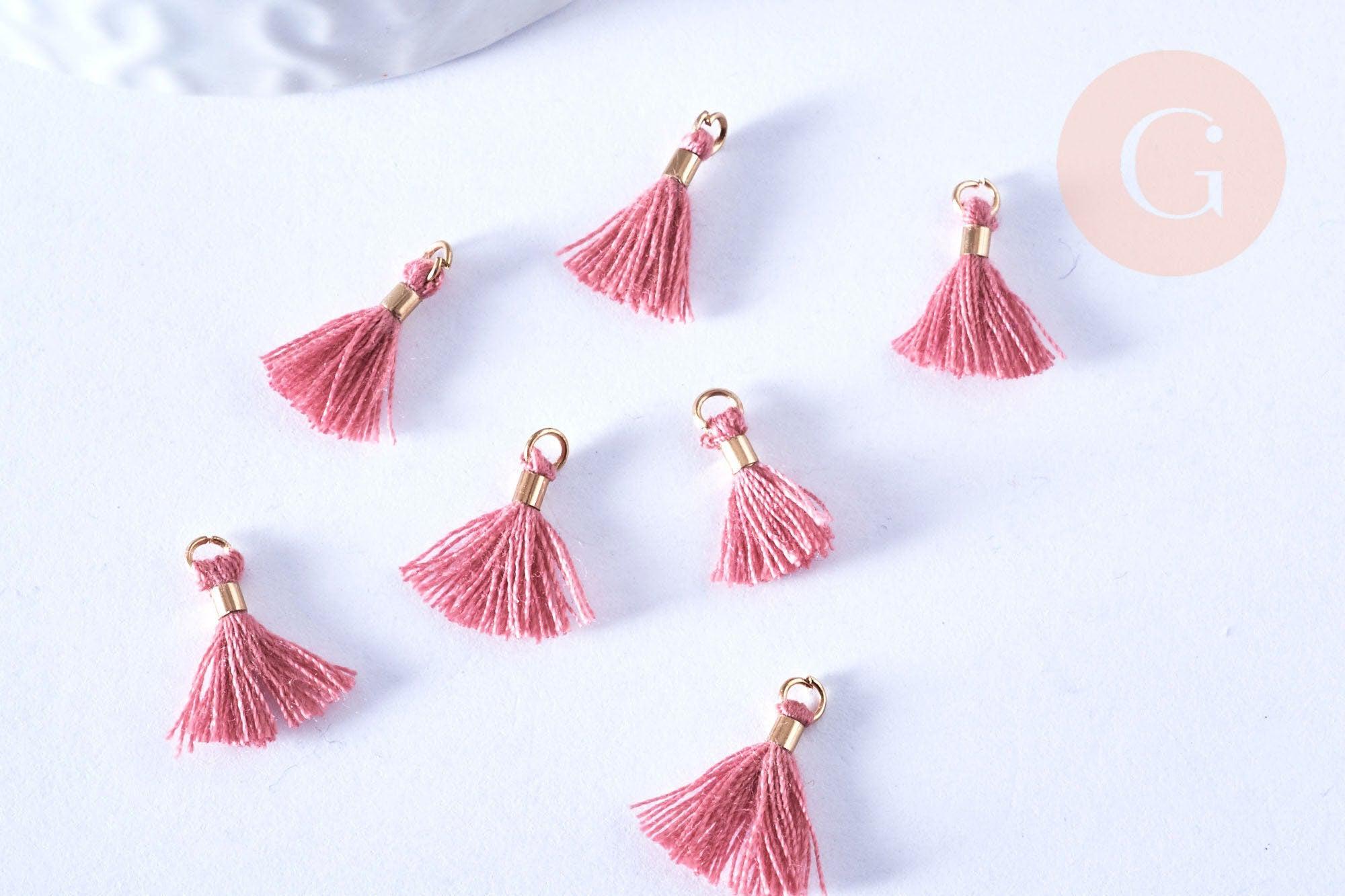 Gingerlily Pendentifs pompons vieux rose polyester 10-15mm x10