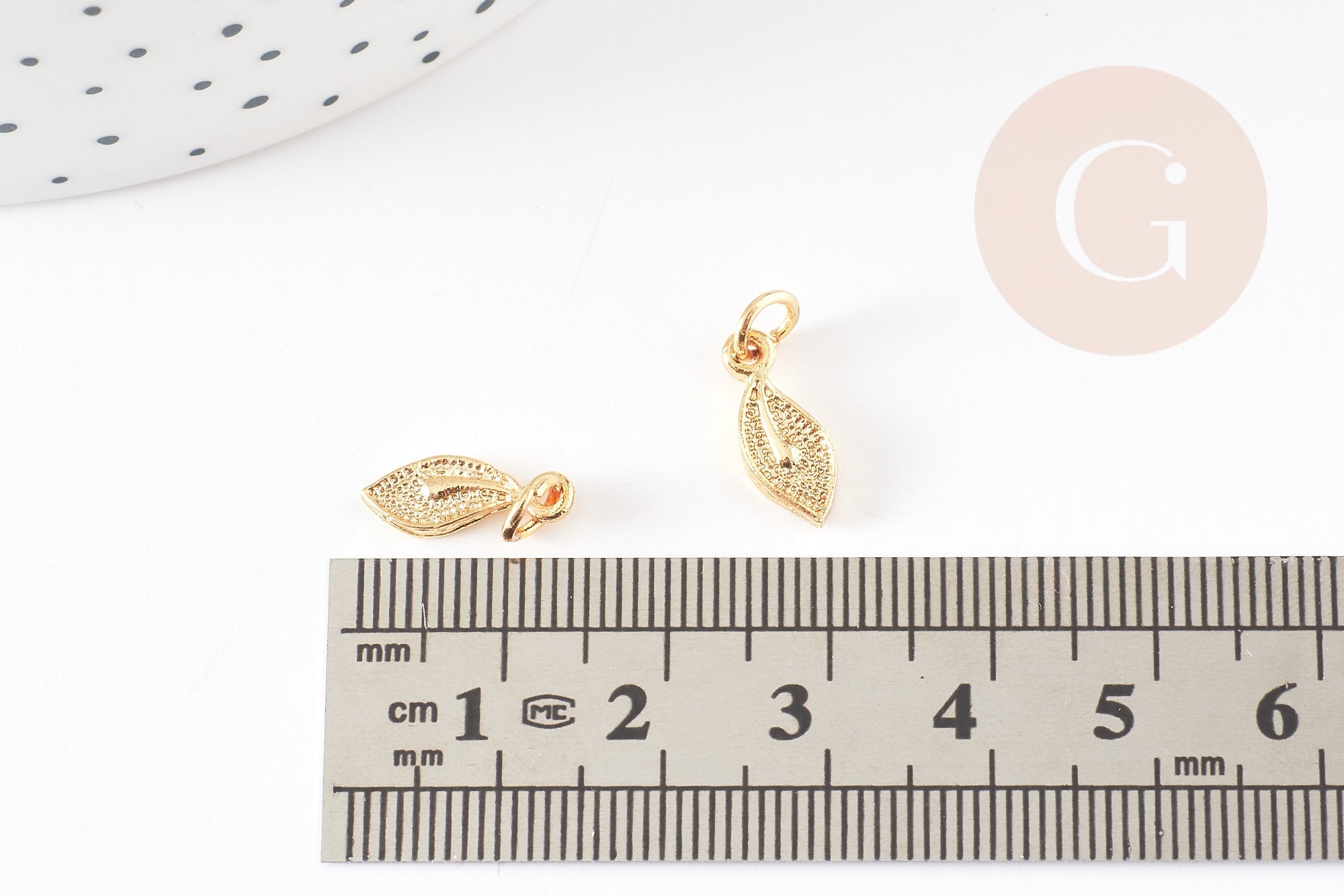 Gingerlily G5458 pendentif feuille doré x5 9,5mm