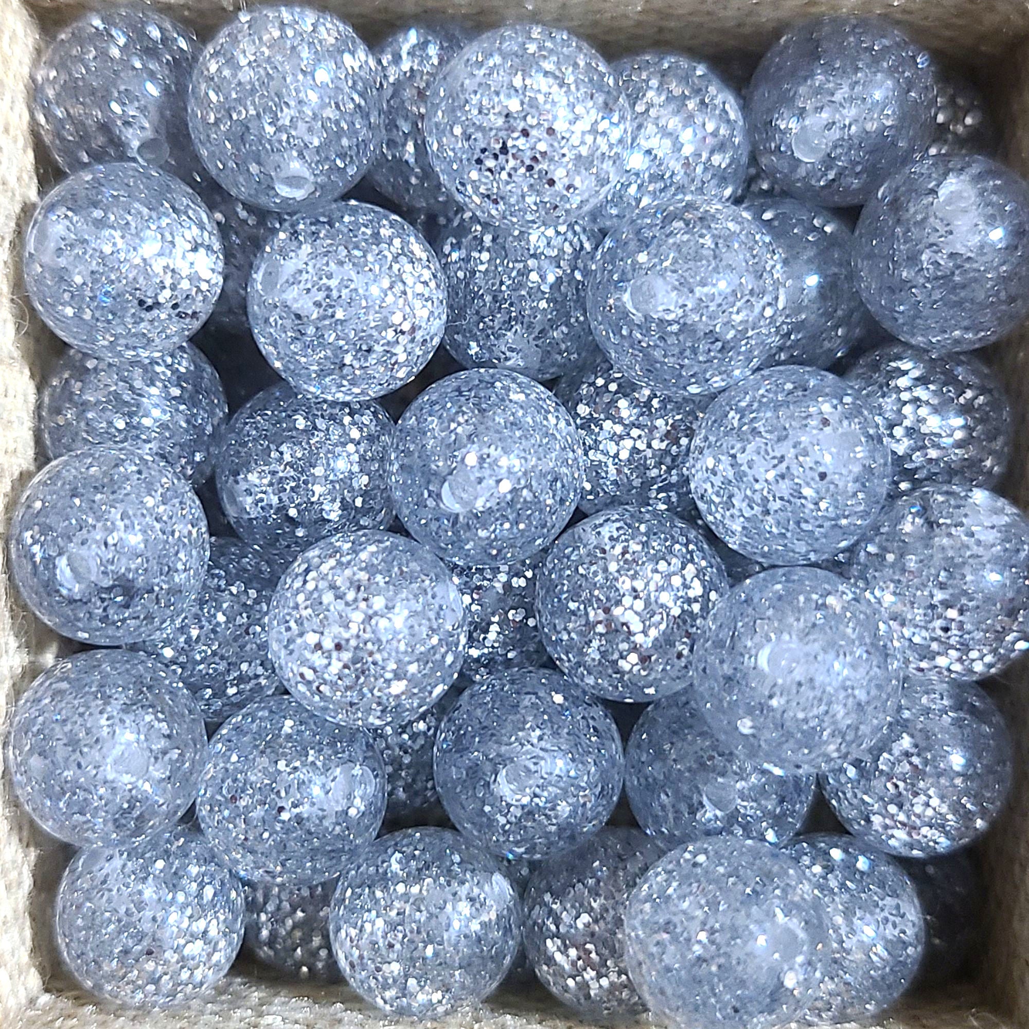 ARTSHOP Boules Glitters 1001 perle Polaris argent pailletée 10mm