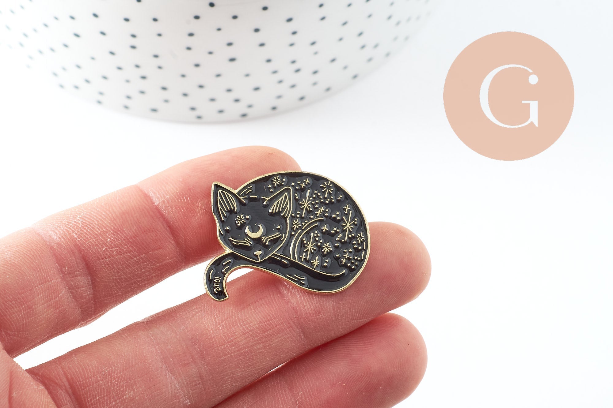 Gingerlily Broches pin's Chat noir G9742 broche 28mm doré