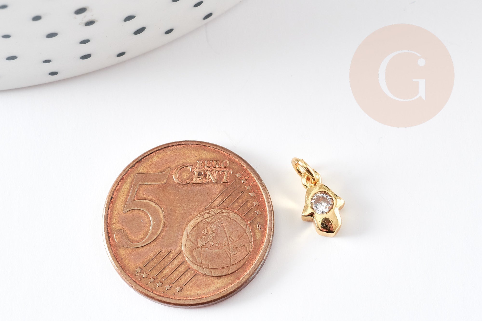 Gingerlily Pendentif main fatma G3470 breloque dorée zircon blanc x1