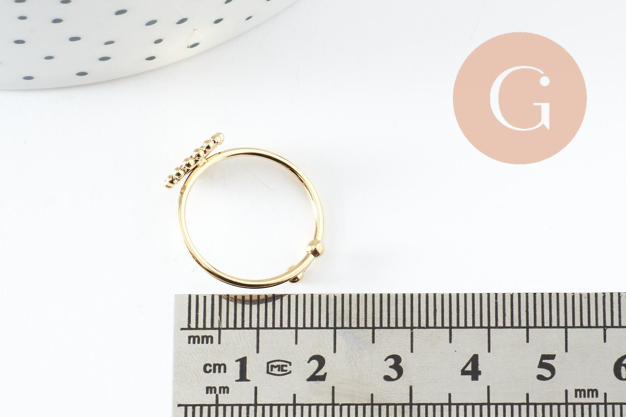 Gingerlily G9776 bague fleur acier dore cabochon 6mm