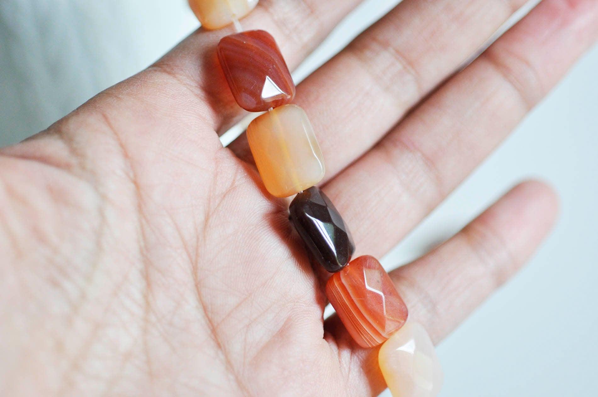 Gingerlily Perles cornaline G1355 perles rectangle orange fil 13