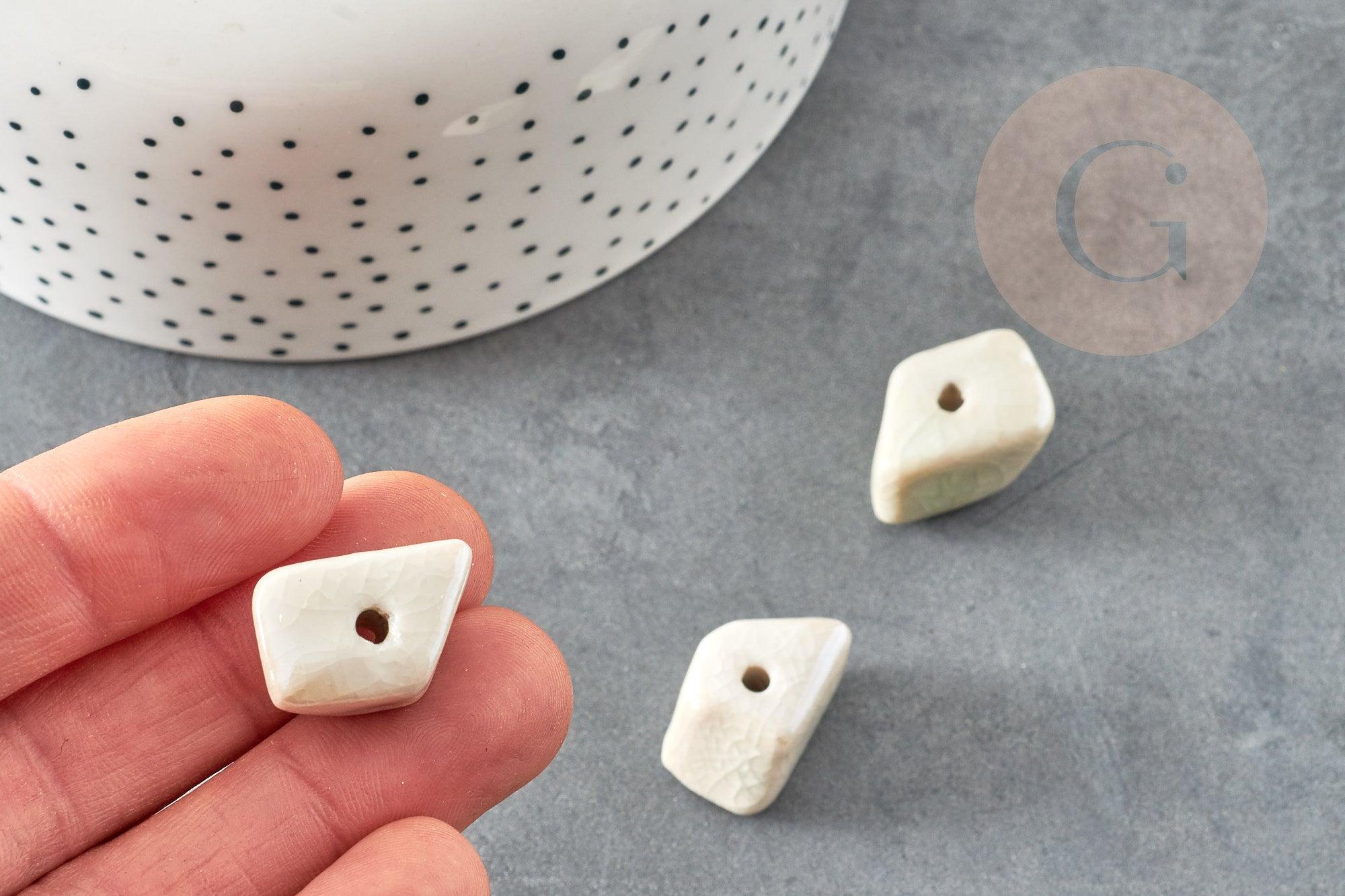 Gingerlily Perles Pépite Céramique Blanche 20mm x10