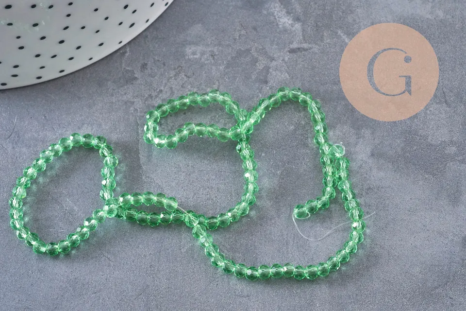 Gingerlily perles abacus cristal vert clair 3.5mm fil 29cm