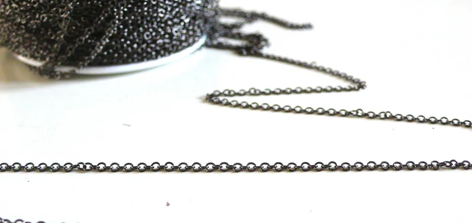 Gingerlily Chaîne DIY Forçat Métalgun Noir 1,5mm Bobine 92m