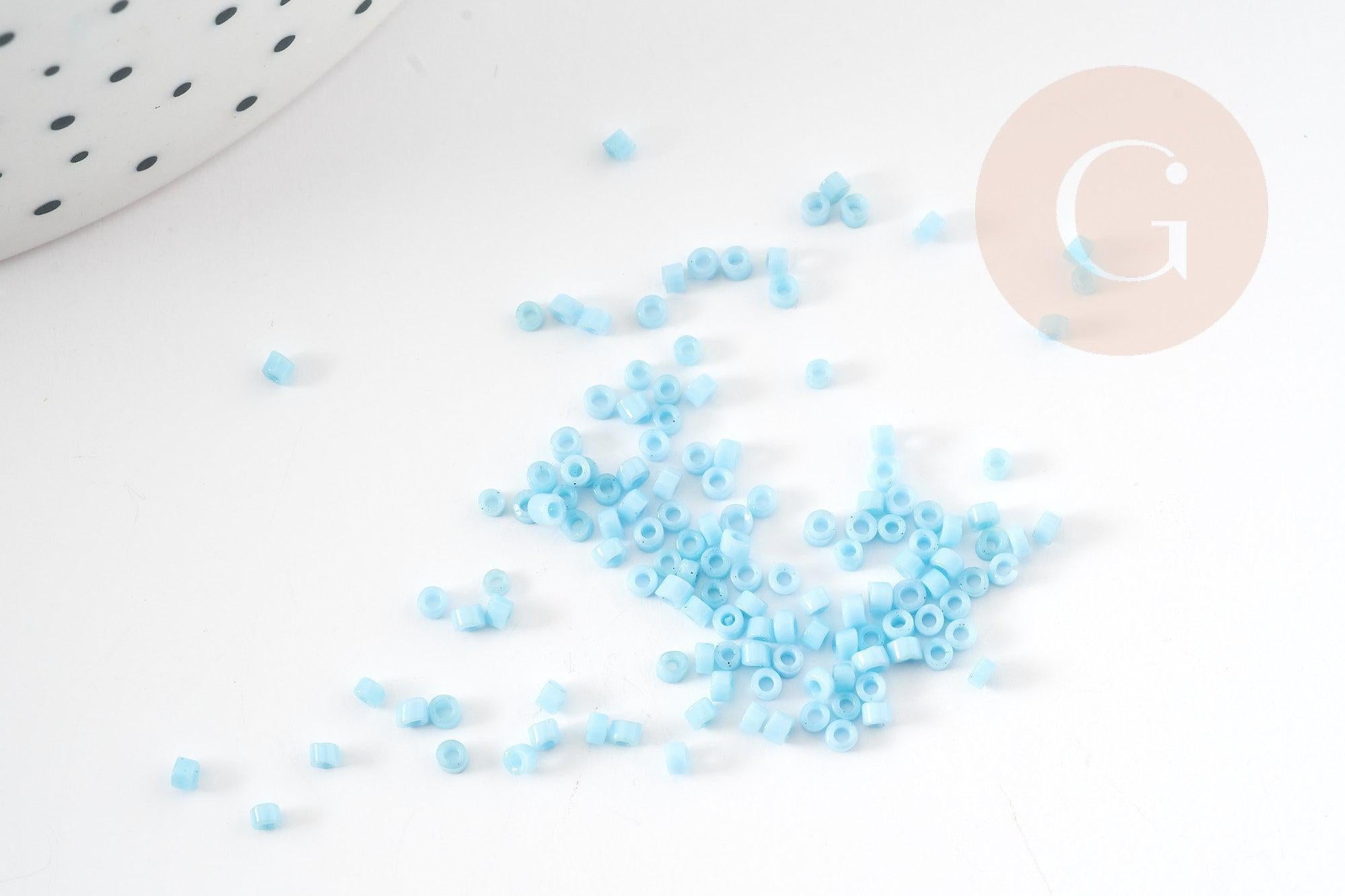 Gingerlily perles rocaille tube verre bleu ciel 2mm 8g