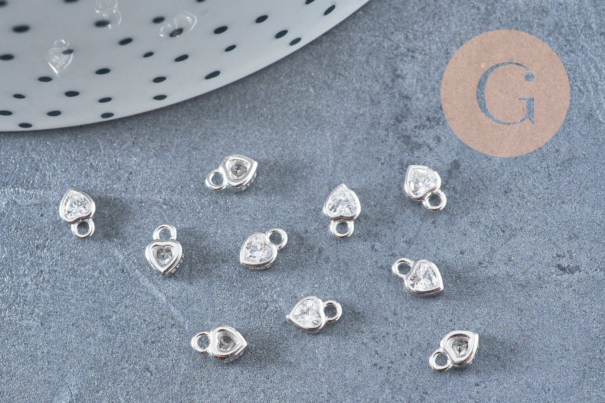 Gingerlily Pendentif cœur argent 925 zircon 6mm x1