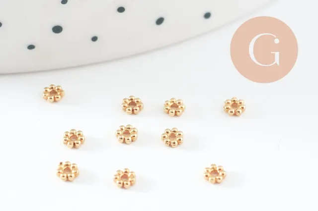 Gingerlily Perles G9832 perle fleur intercalaire doré 3 mm x5