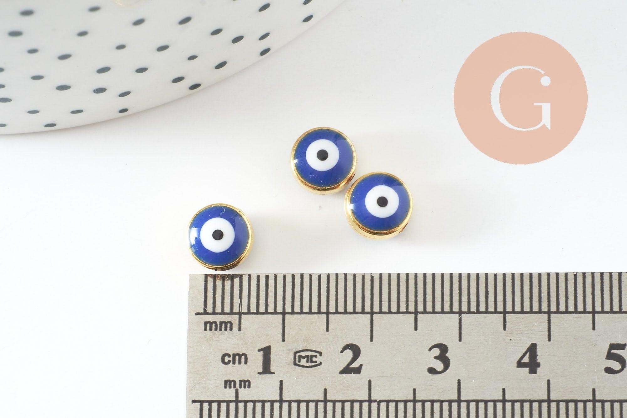 Gingerlily Perles mauvais oeil émail bleu 8mm x10 plastique