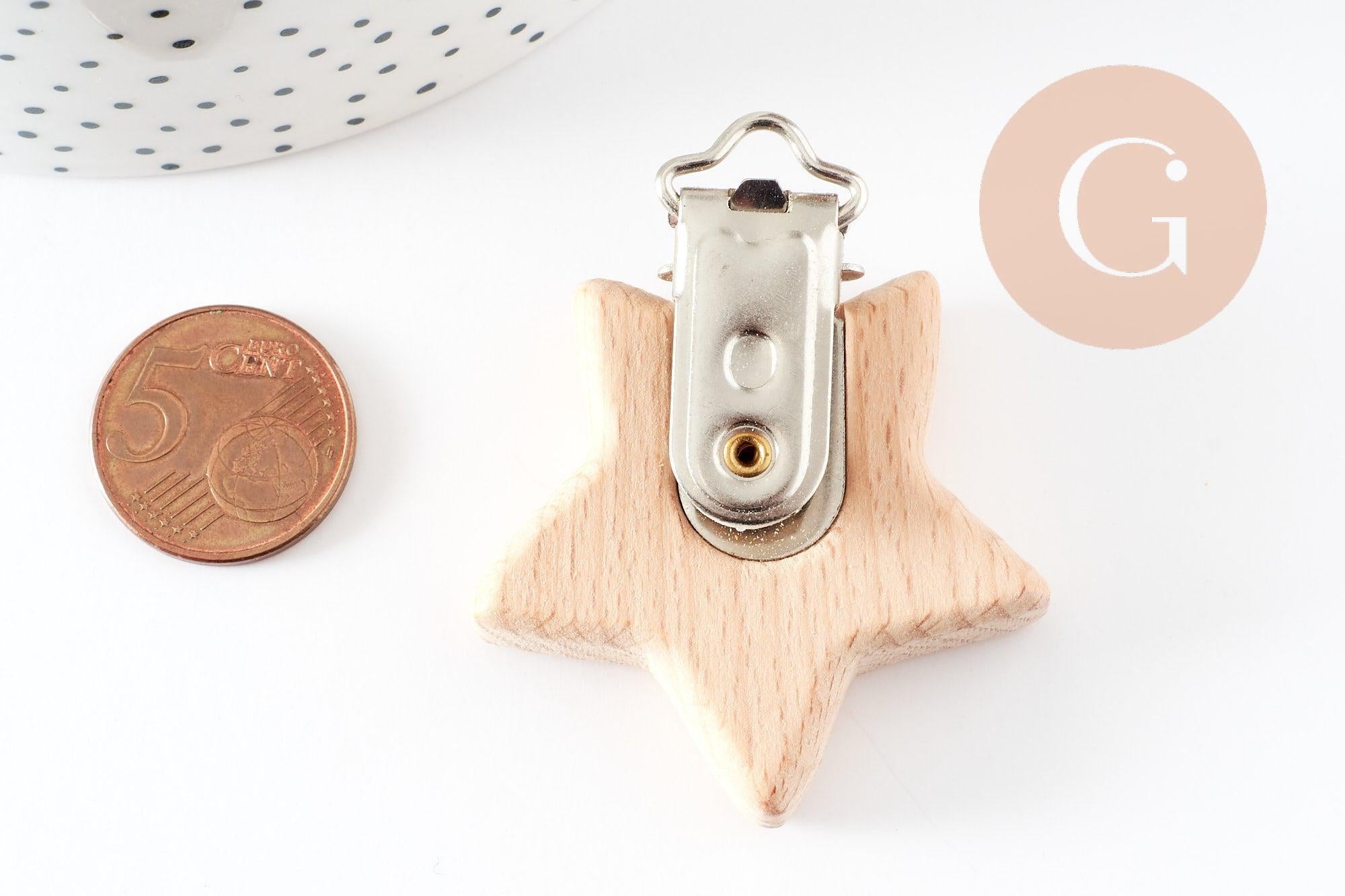 Gingerlily Accessoires G9599 porte-tétine étoile bois 52 mm