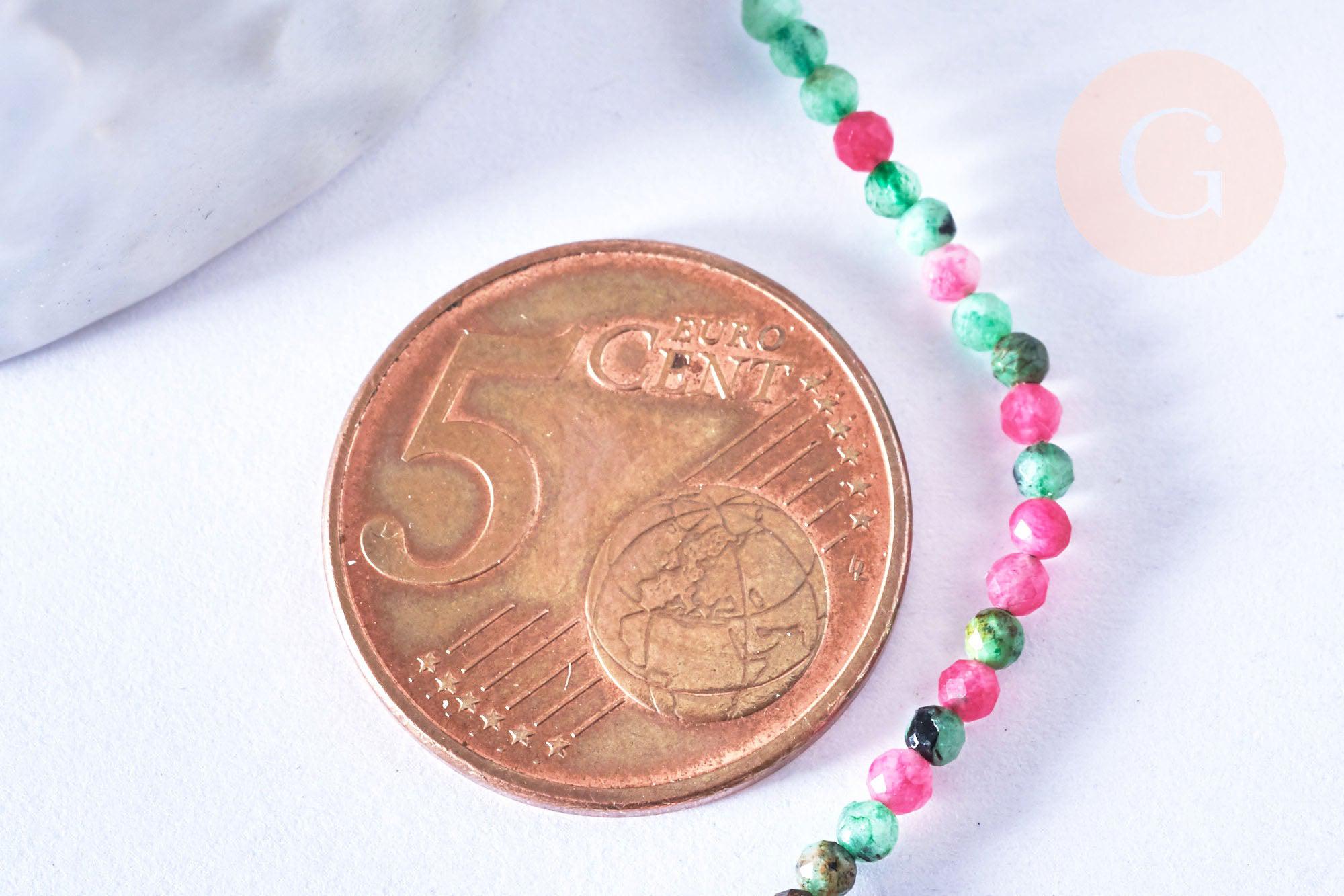 Gingerlily Perles Rubis Zoisite G6788 perle ronde facettée 2mm fil 39cm