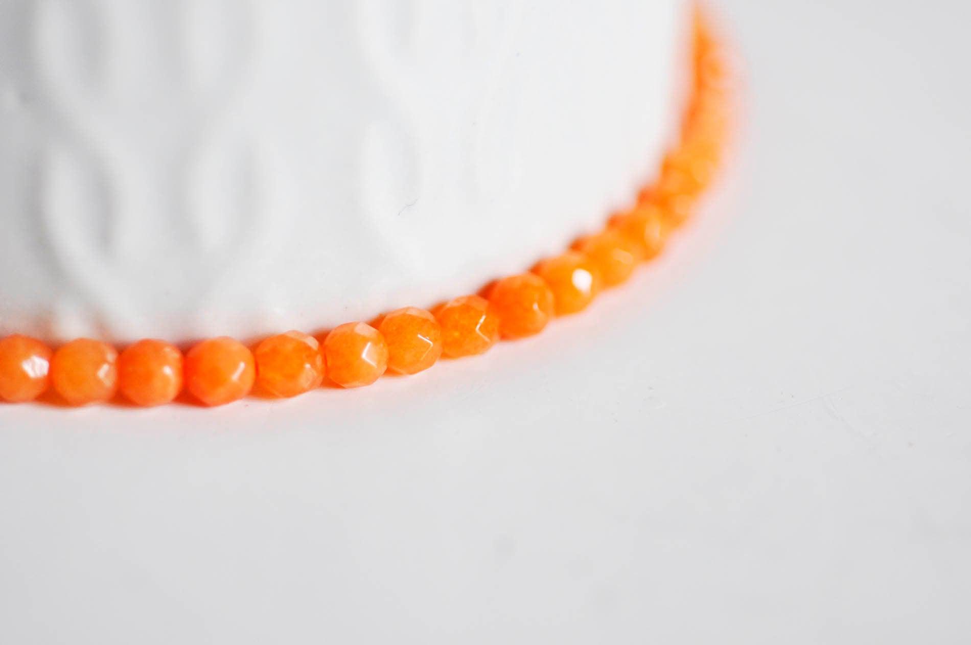 Gingerlily Perles Perle jade G0270 facettée orange 4mm fil 90