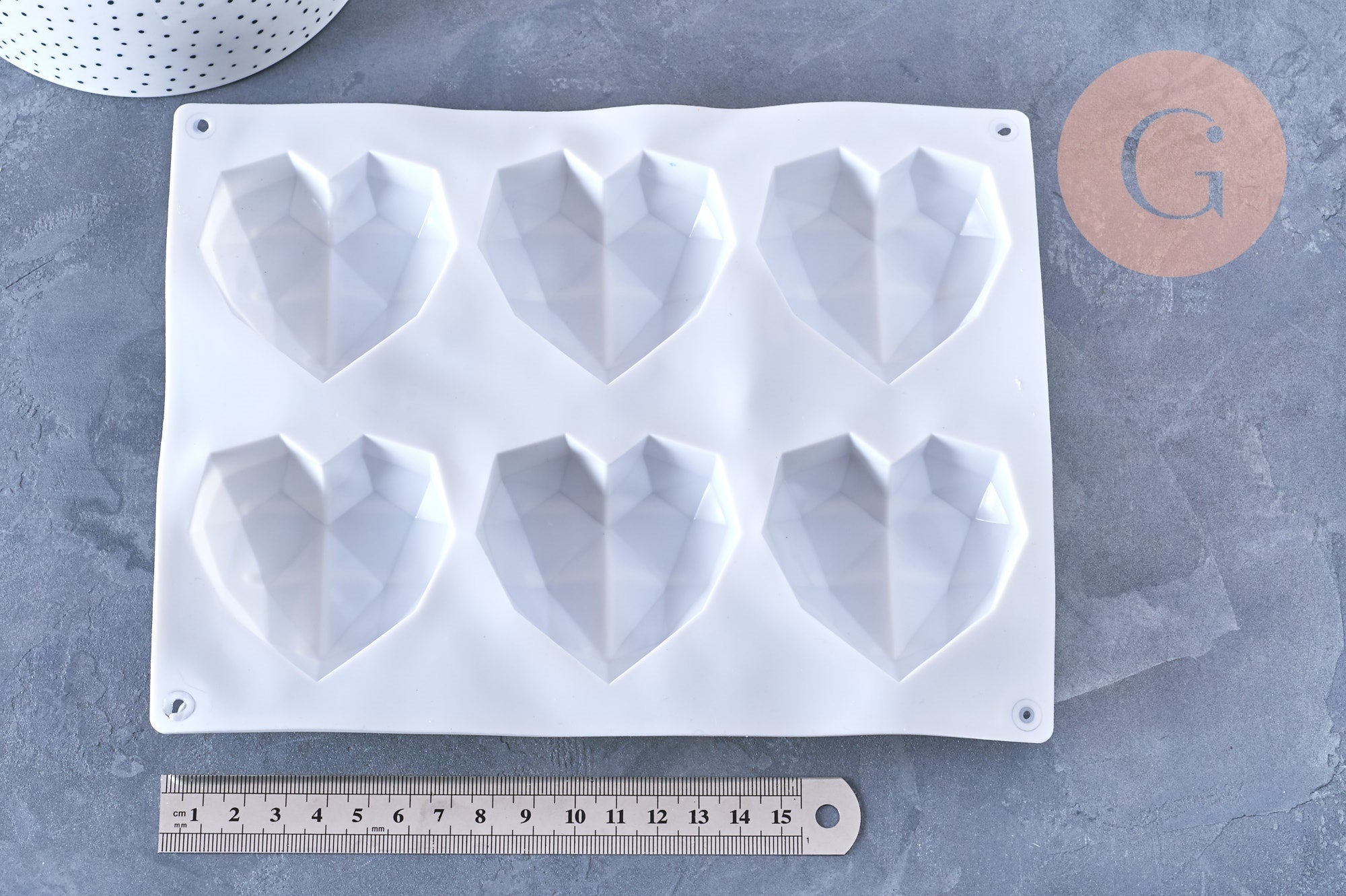 Gingerlily Moule silicone 6 coeurs 22cm résine G5944