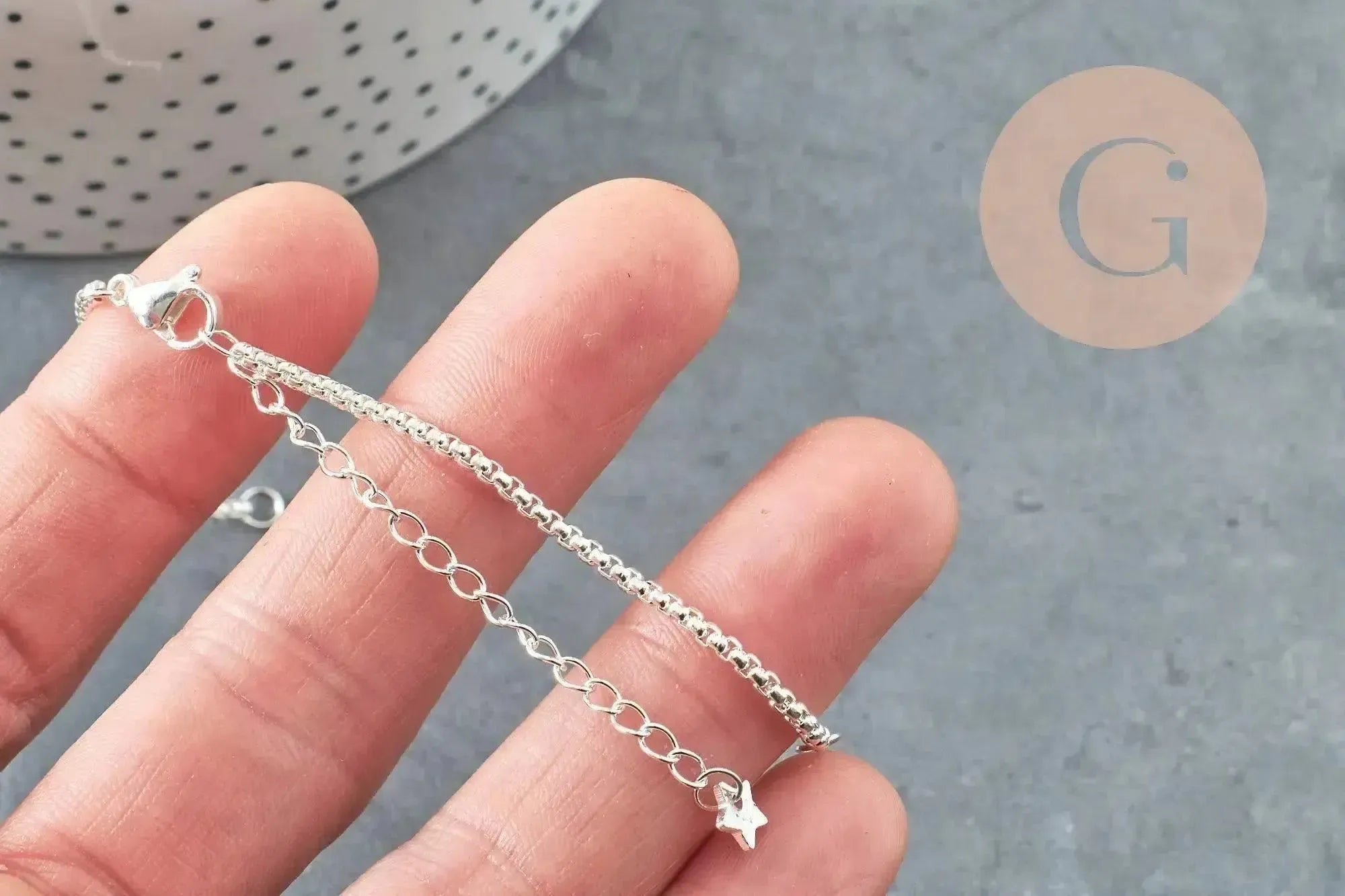 Gingerlily Perles Base bracelet vénitienne acier platine 15,5 cm x1