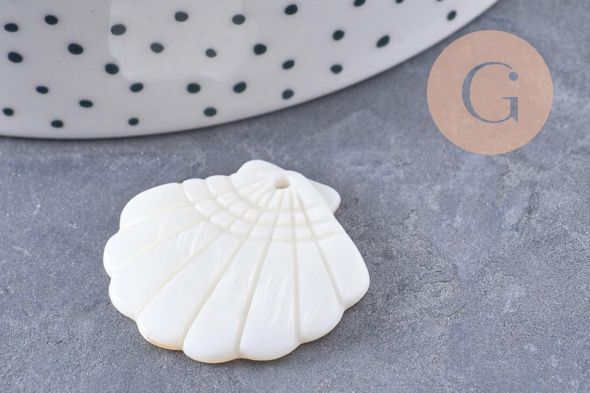 Gingerlily G10089 pendentif coquillage nacre blanche x2