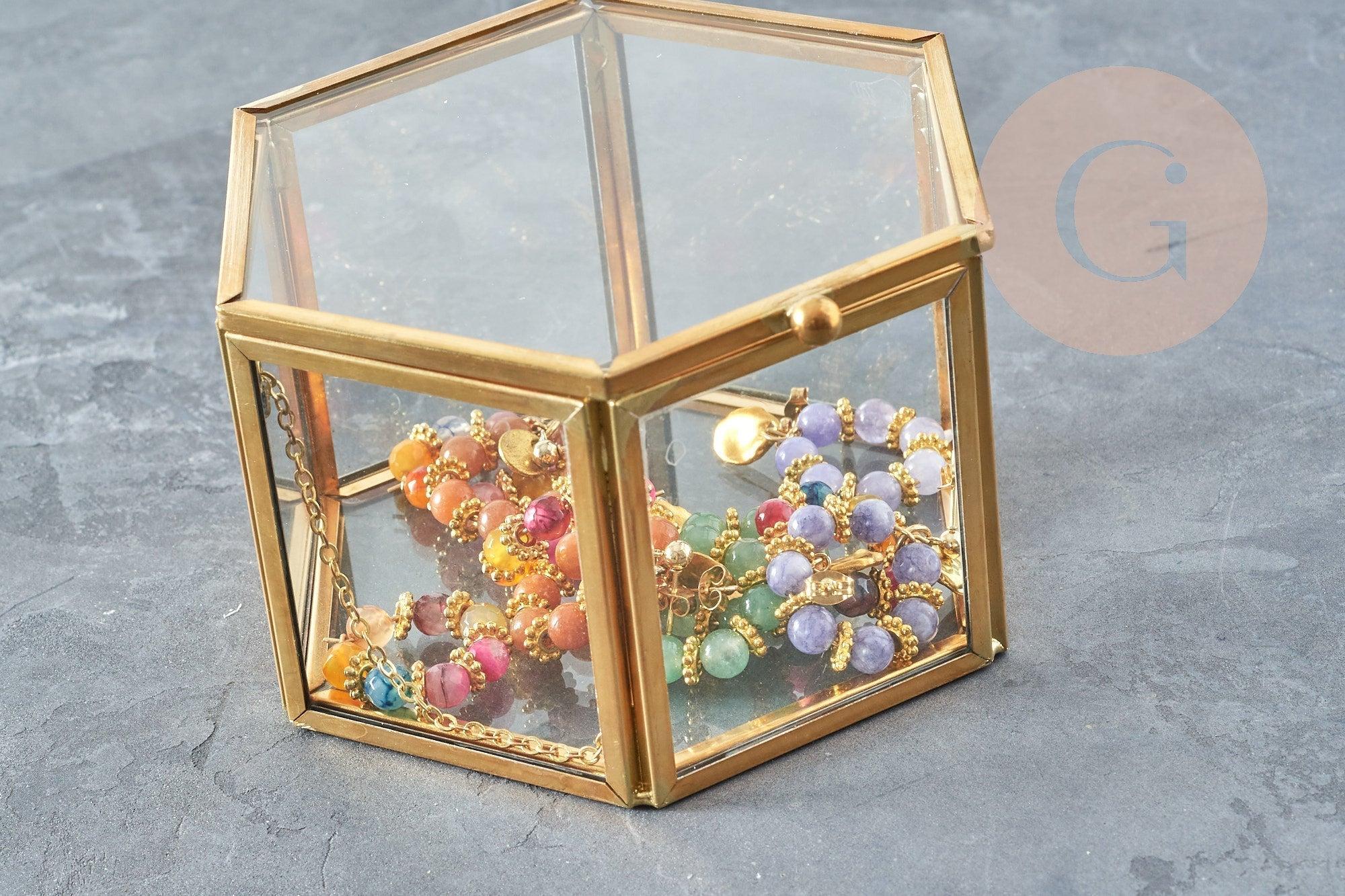 Gingerlily boîte hexagone G5083 boîte verre laiton 111mm