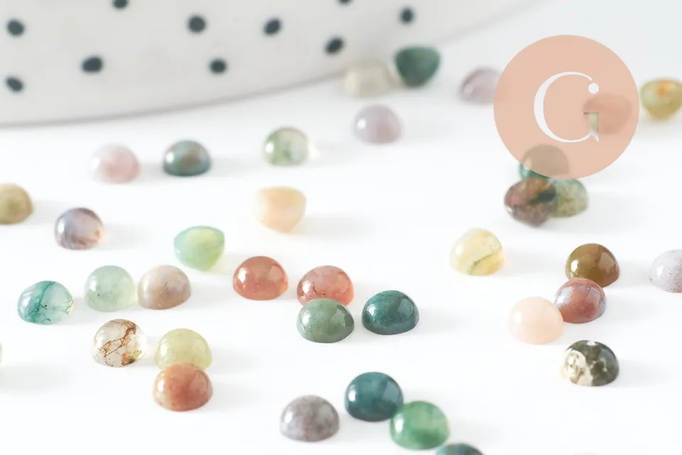 Gingerlily Cabochon G10030 agate indienne 4mm x1