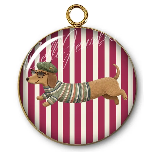 Artshop 85 pendentif Intemporel teckel rayures 31mm x1