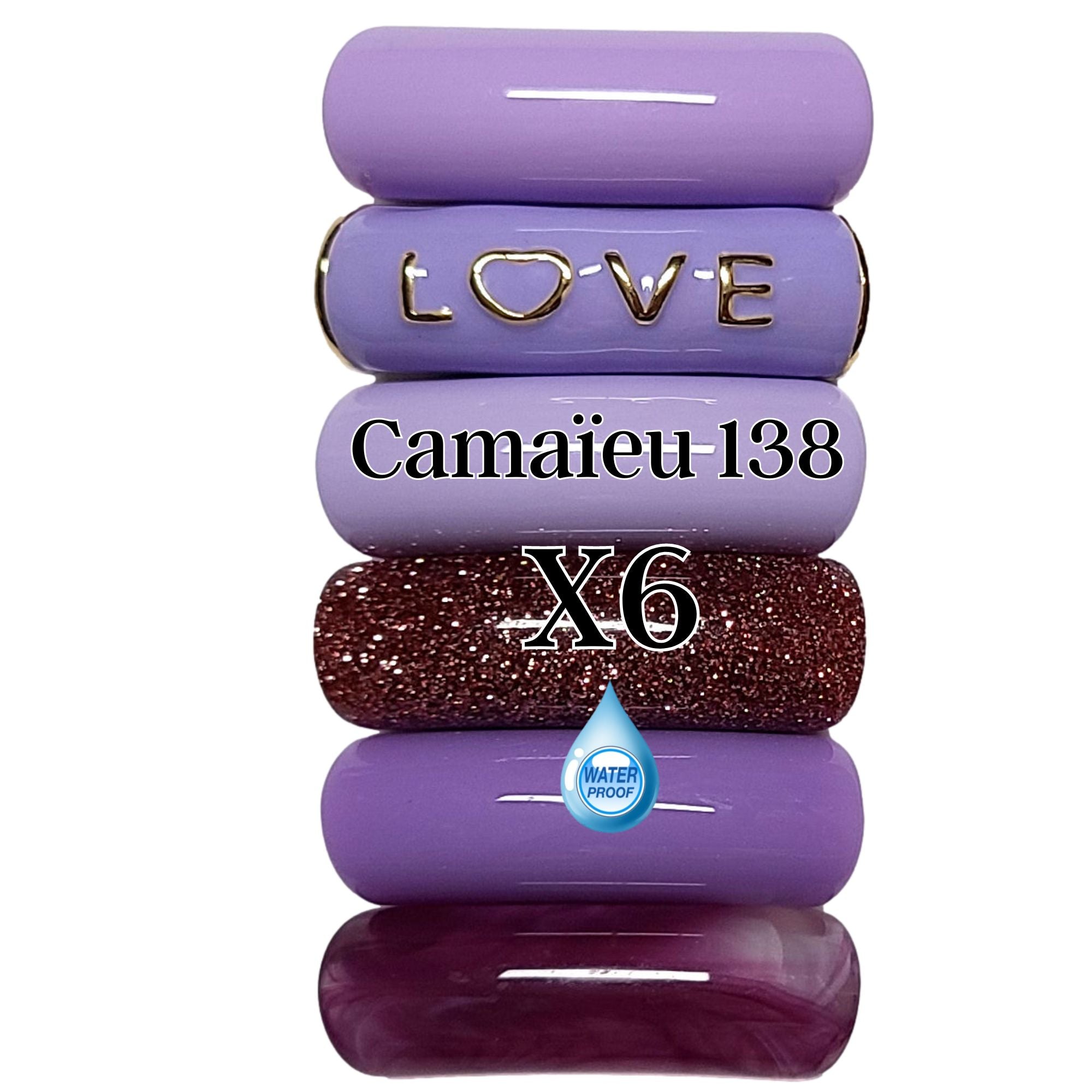 ARTSHOP Camaieux 138 tubes incurvés 12 mm LOVE violet lot 6
