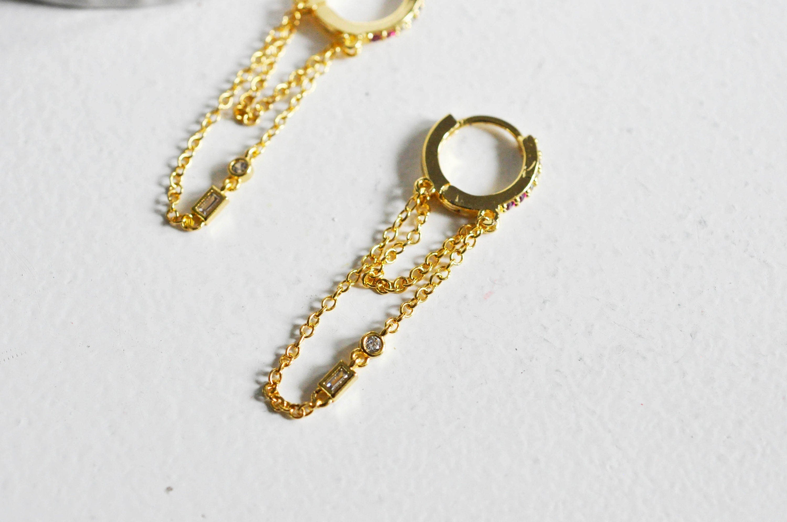 Gingerlily Boucles G3777 créoles laiton doré zircons x2