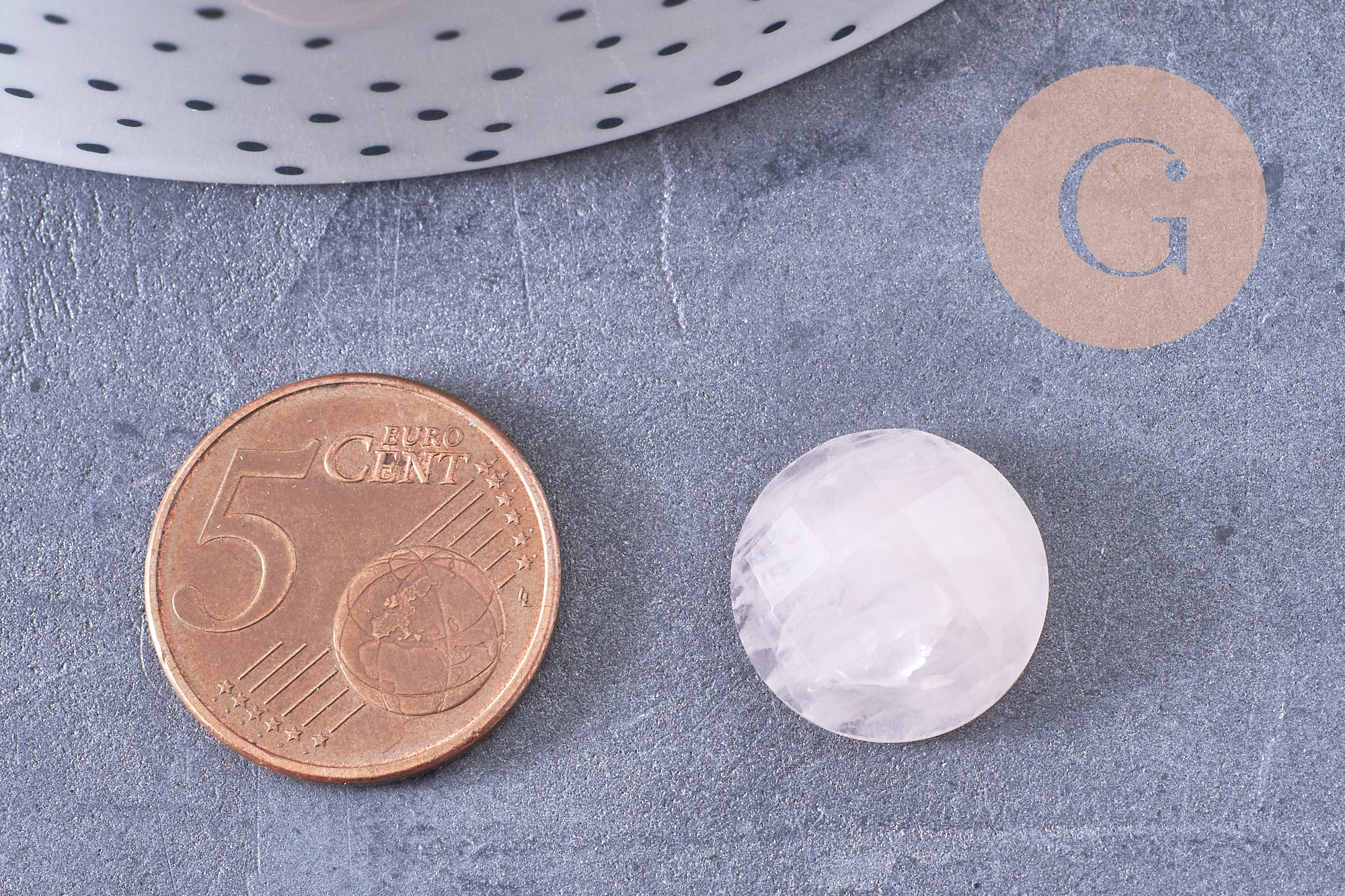 Gingerlily Cabochon rond quartz rose naturel facetté 16 mm x1